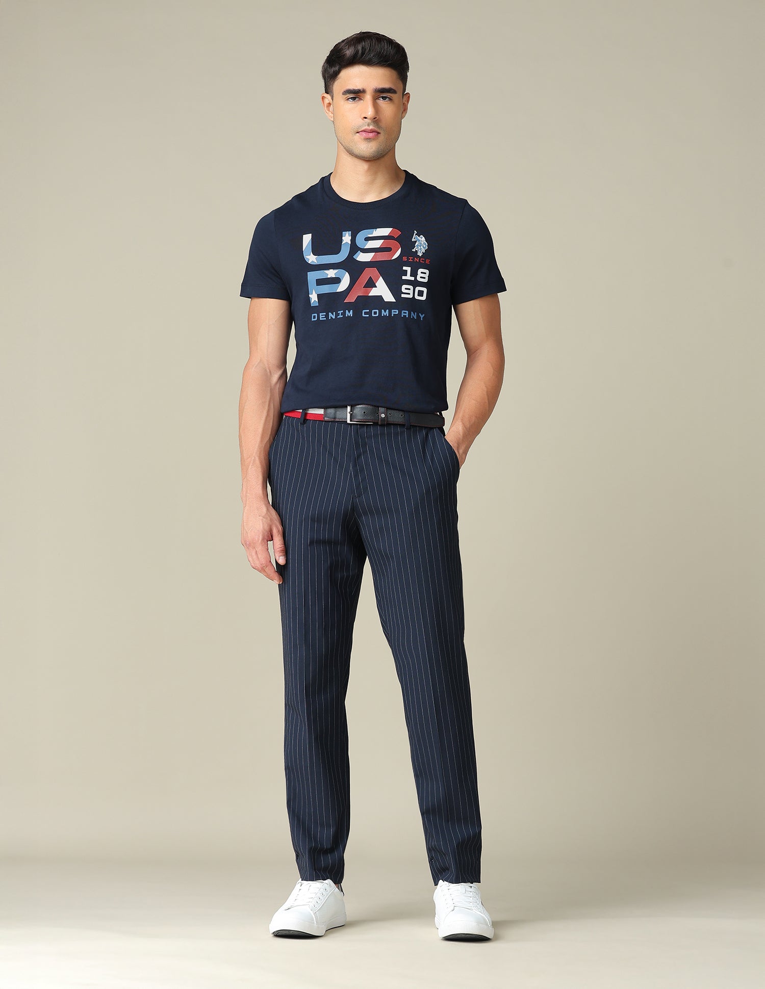 Muscle Fit Brand Printed T- Shirt Navy - U.S. POLO ASSN. | Large