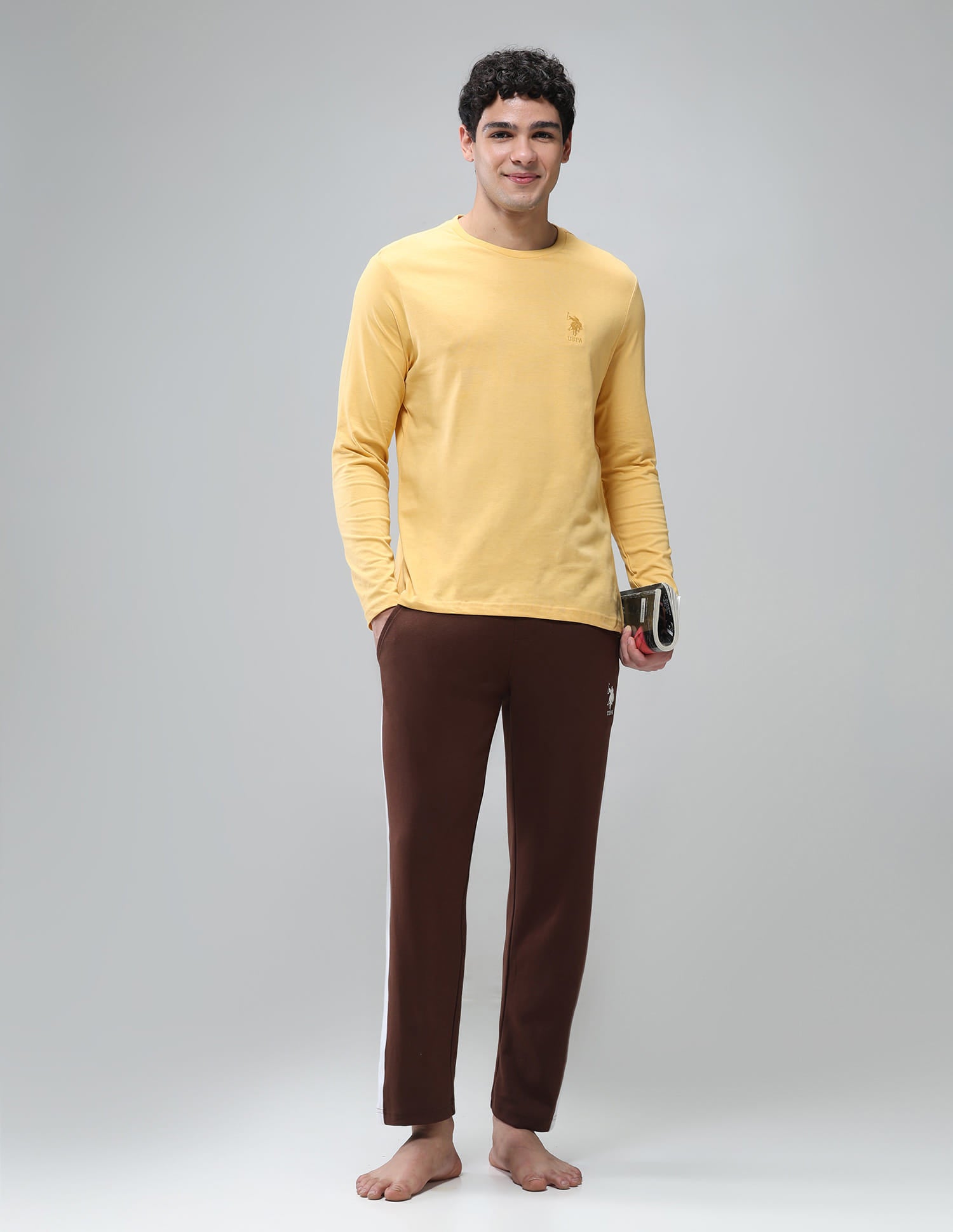 Henley Neck Solid I693 Lounge T-Shirt - Pack Of 1 Yellow - U.S. Polo Assn. India | Large