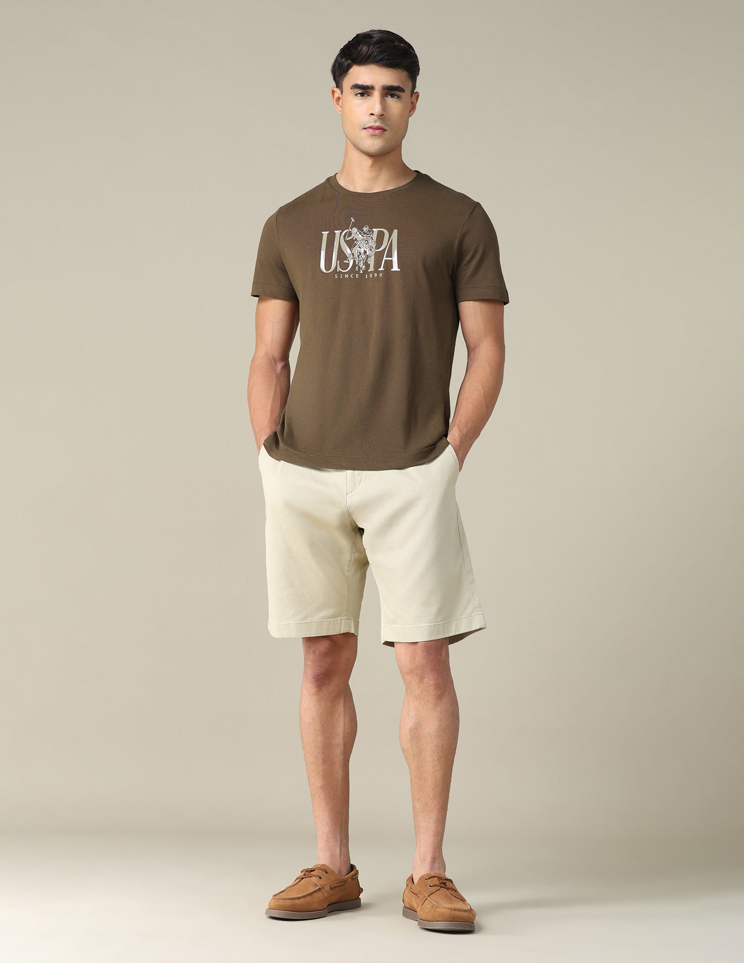 Brand Printed Regular Fit T-shirt Brown - U.S. POLO ASSN. | Large