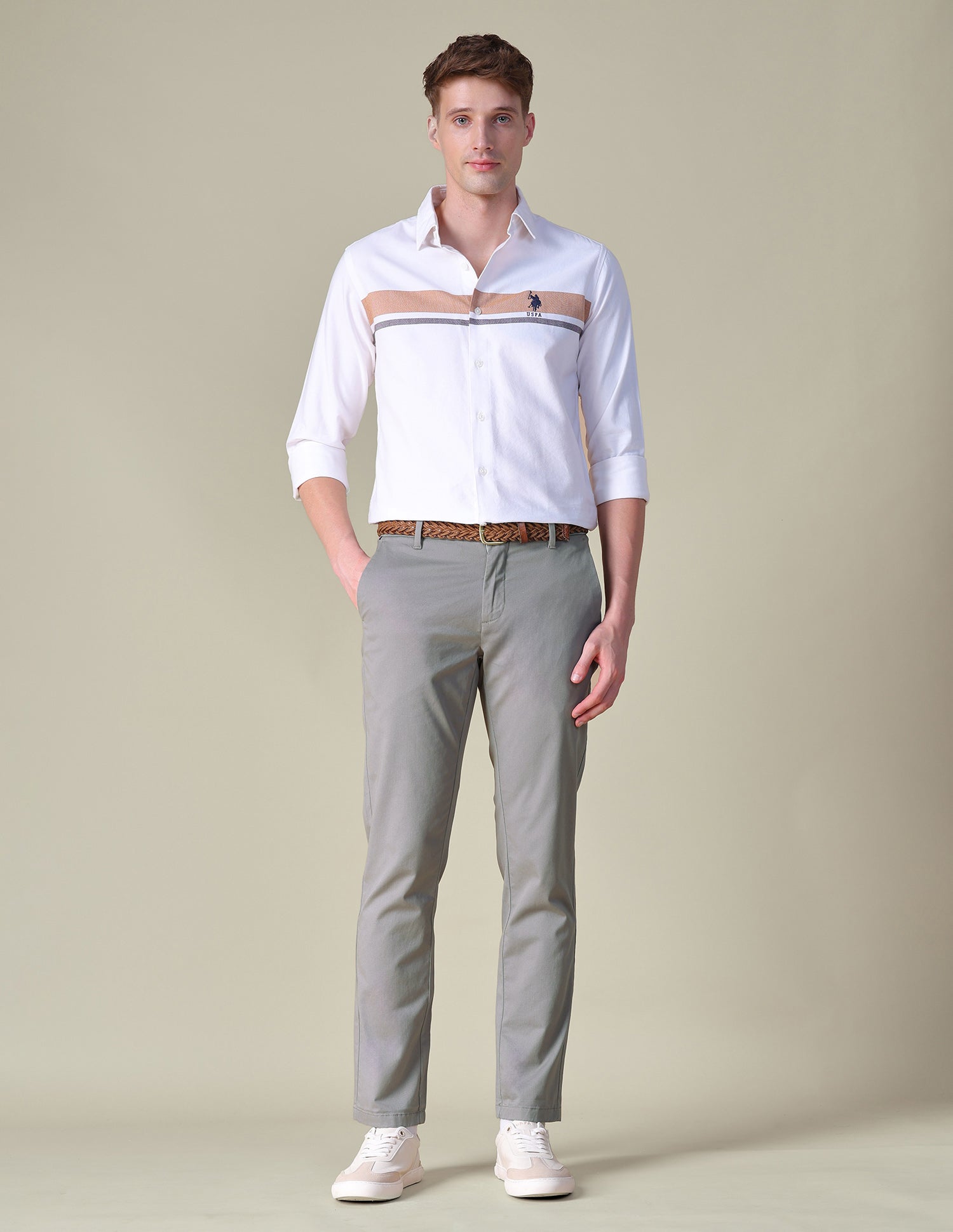 Austin Trim Regular Fit Twill Trousers Grey - U.S. POLO ASSN. | Large