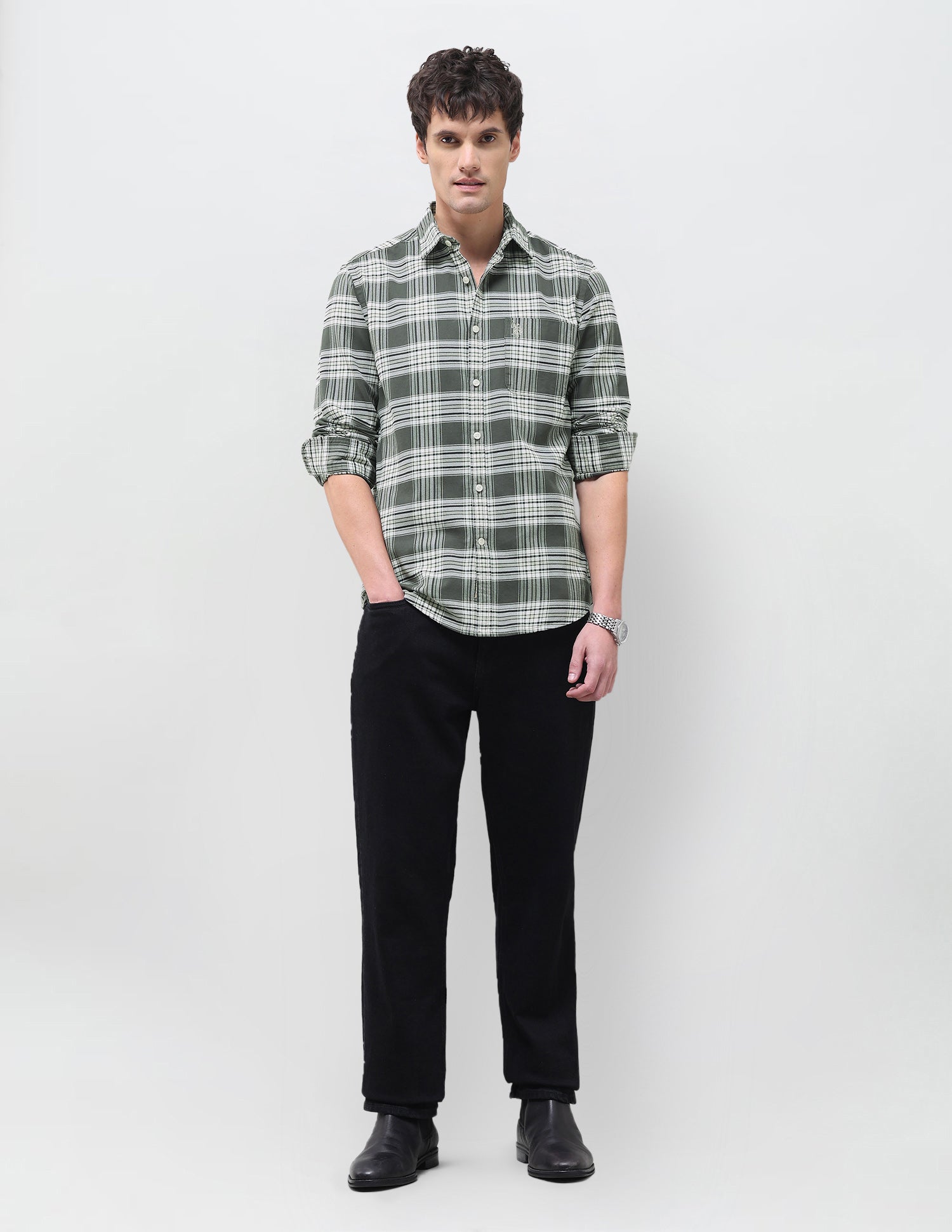 Twill Tartan Checked Shirt Olive - U.S. Polo Assn. India | Large