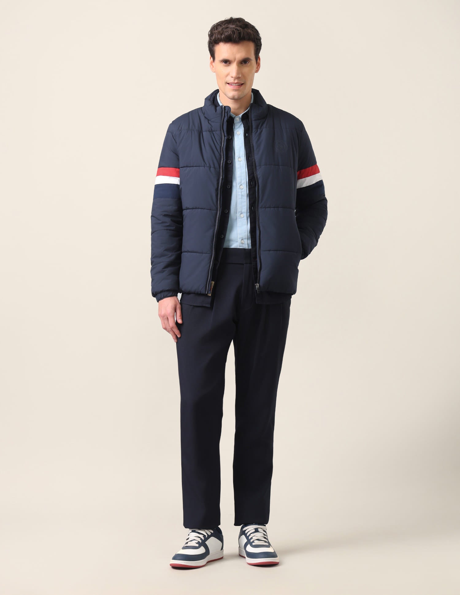 Solid High Neck Jacket Navy - U.S. Polo Assn. India | Large