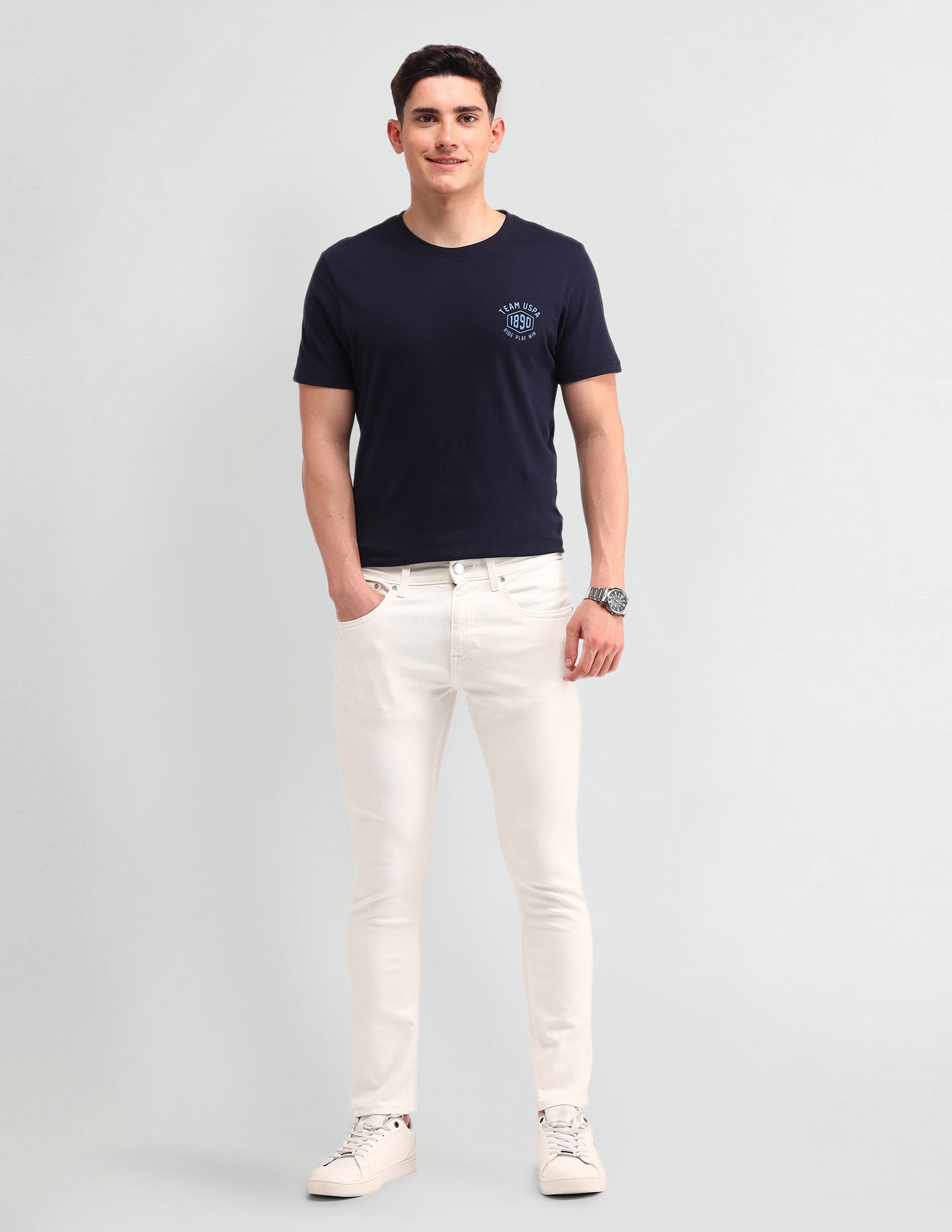 Henry Tapered Cropped Fit Jeans White - U.S. Polo Assn. India | Large