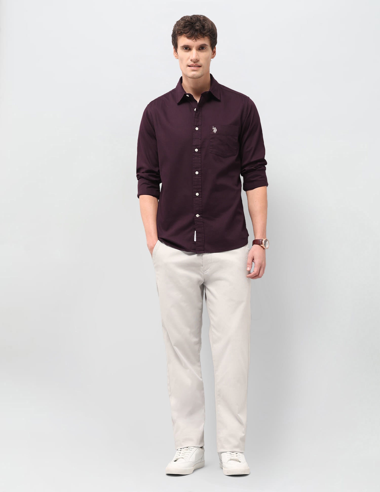 Solid Tailored Fit Shirt Red - U.S. Polo Assn. India | Large