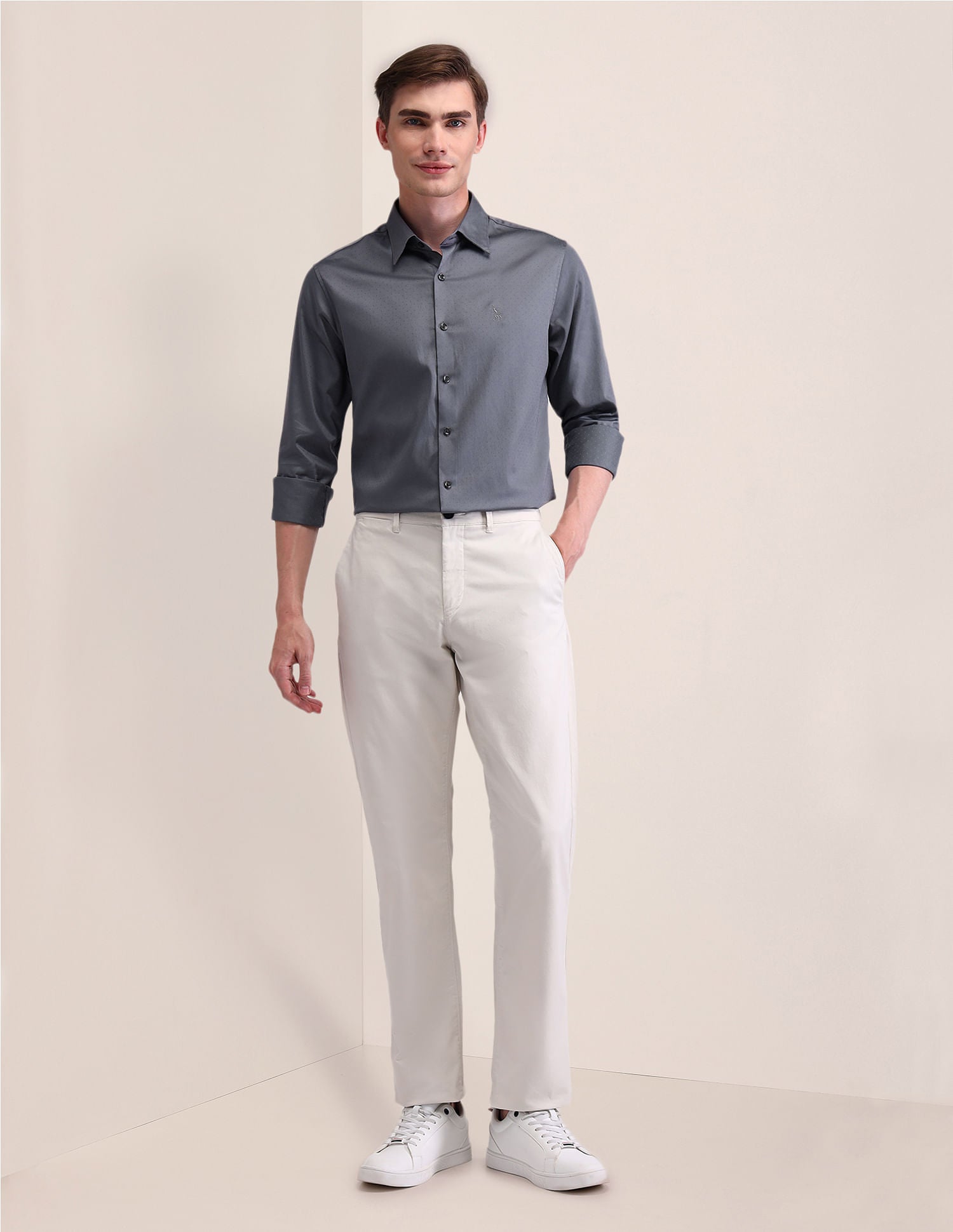 Solid Regular Fit Shirt Grey - U.S. POLO ASSN. | Large