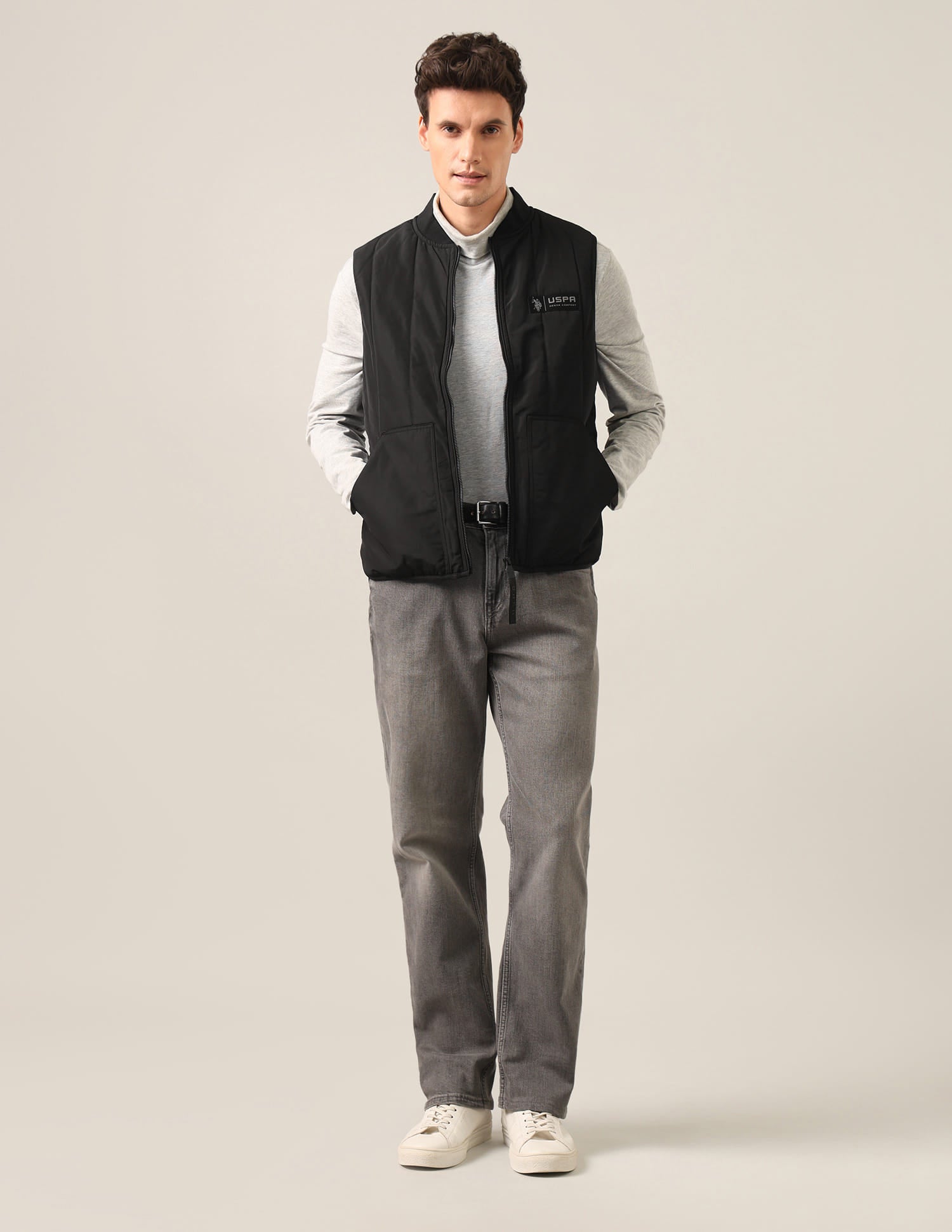 Colour blocked Regular Fit Jacket Black - U.S. Polo Assn. India | Large