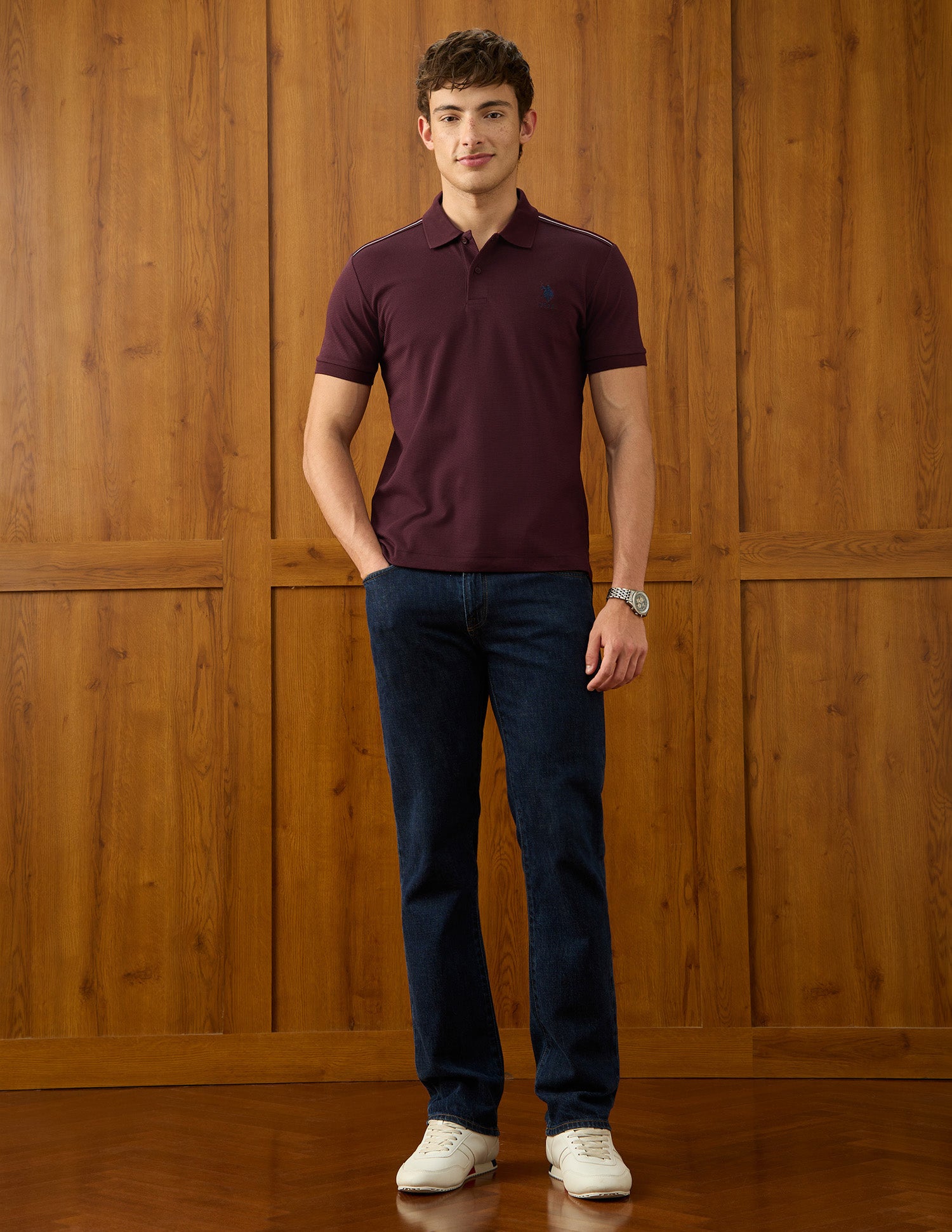 Solid Slim Fit Polo Shirt Wine - U.S. Polo Assn. India | Large