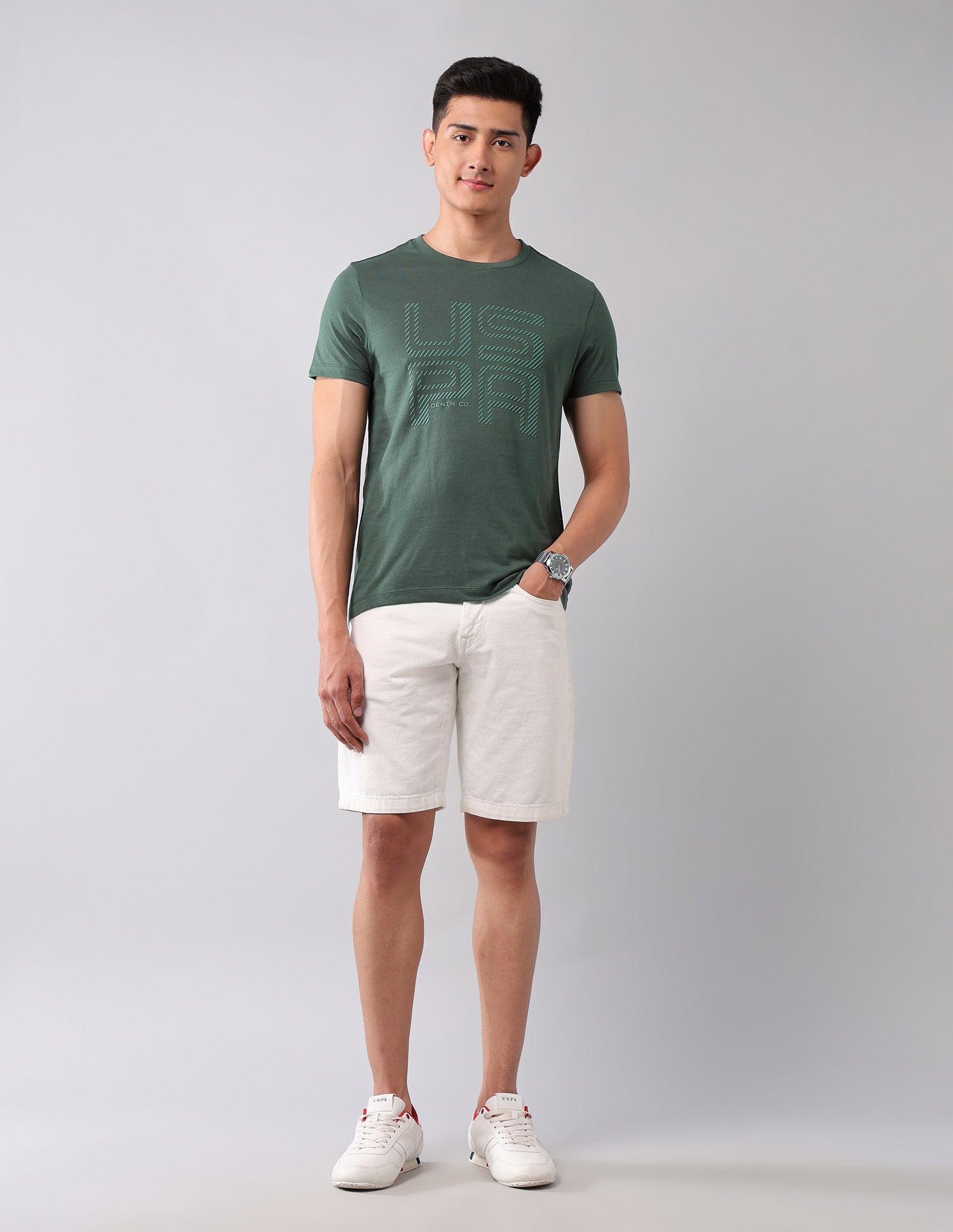 Muscle Fit Brand Printed T-Shirt Green - U.S. Polo Assn. India | Large