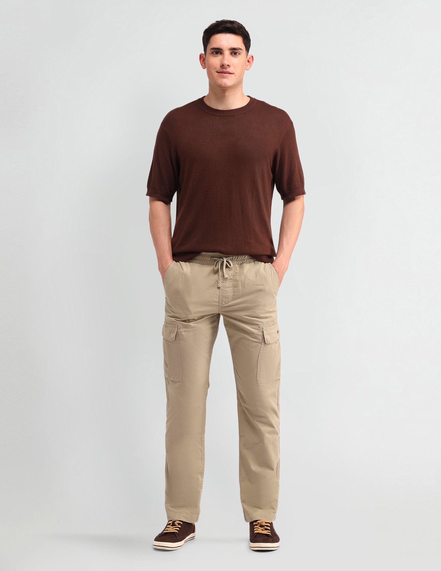 Straight Solid Trousers Stone - U.S. POLO ASSN. | Large