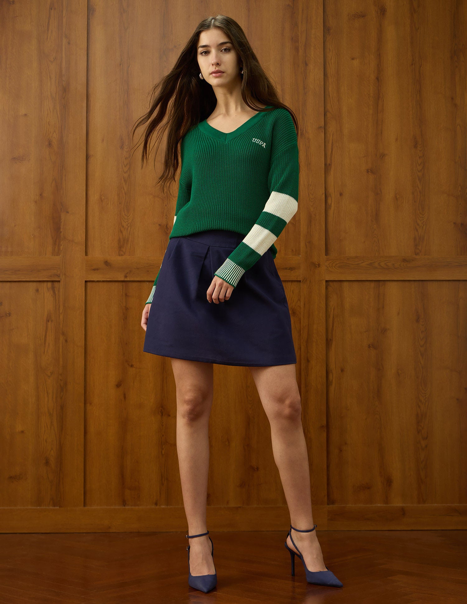 Drop Shoulder Fit Solid Sweater Green - U.S. POLO ASSN. | Large