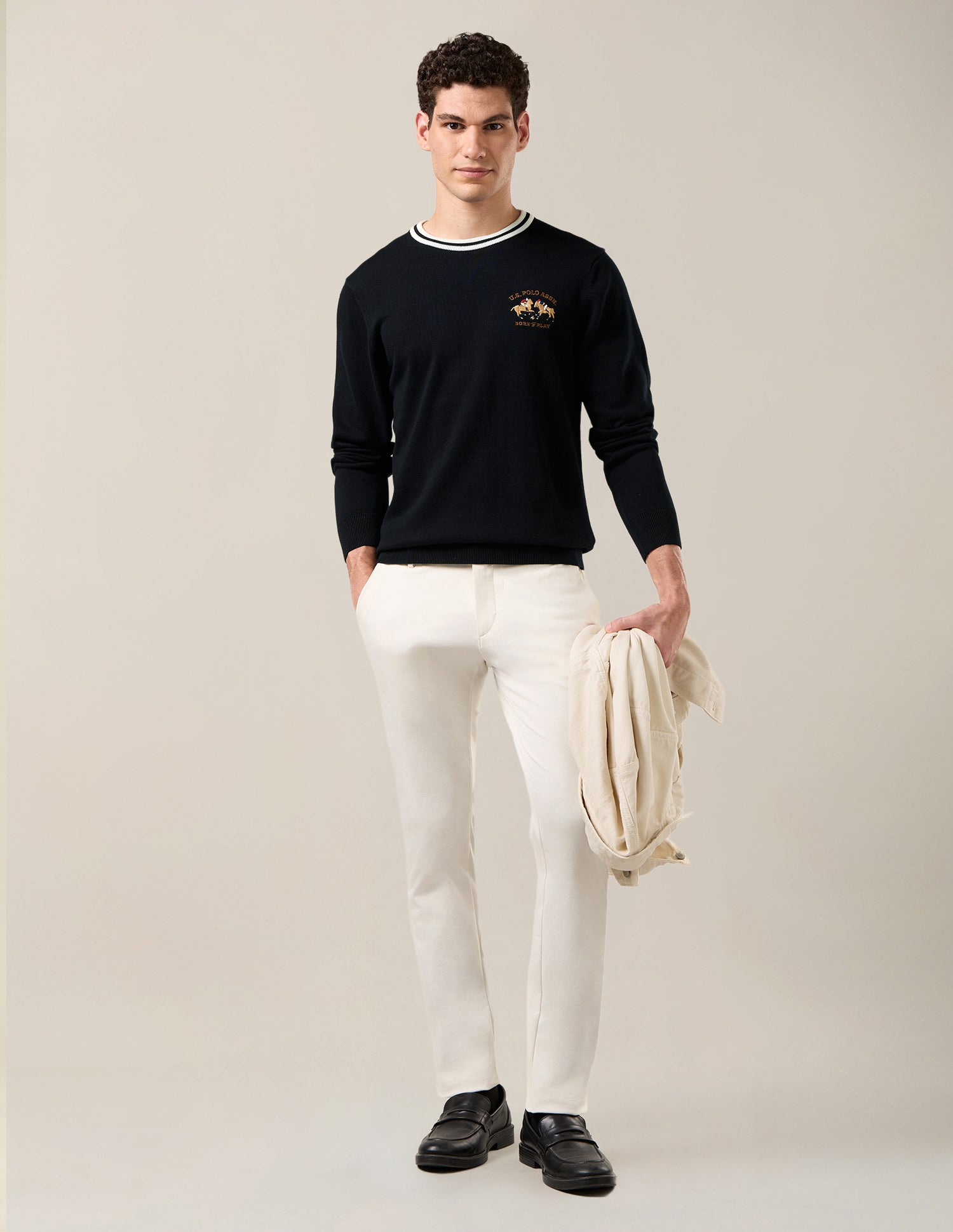 Solid Slim Fit Sweater Navy - U.S. Polo Assn. India | Large