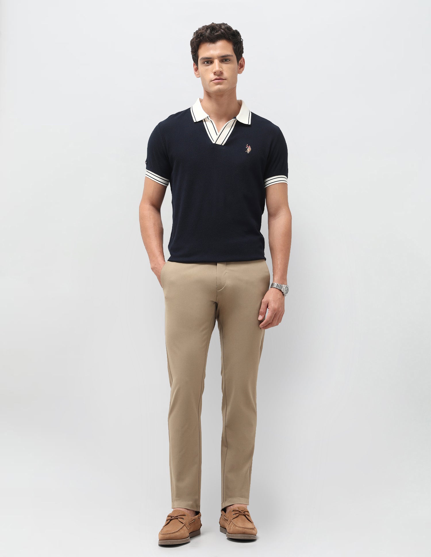Solid Slim Fit Polo Shirt Navy - U.S. Polo Assn. India | Large