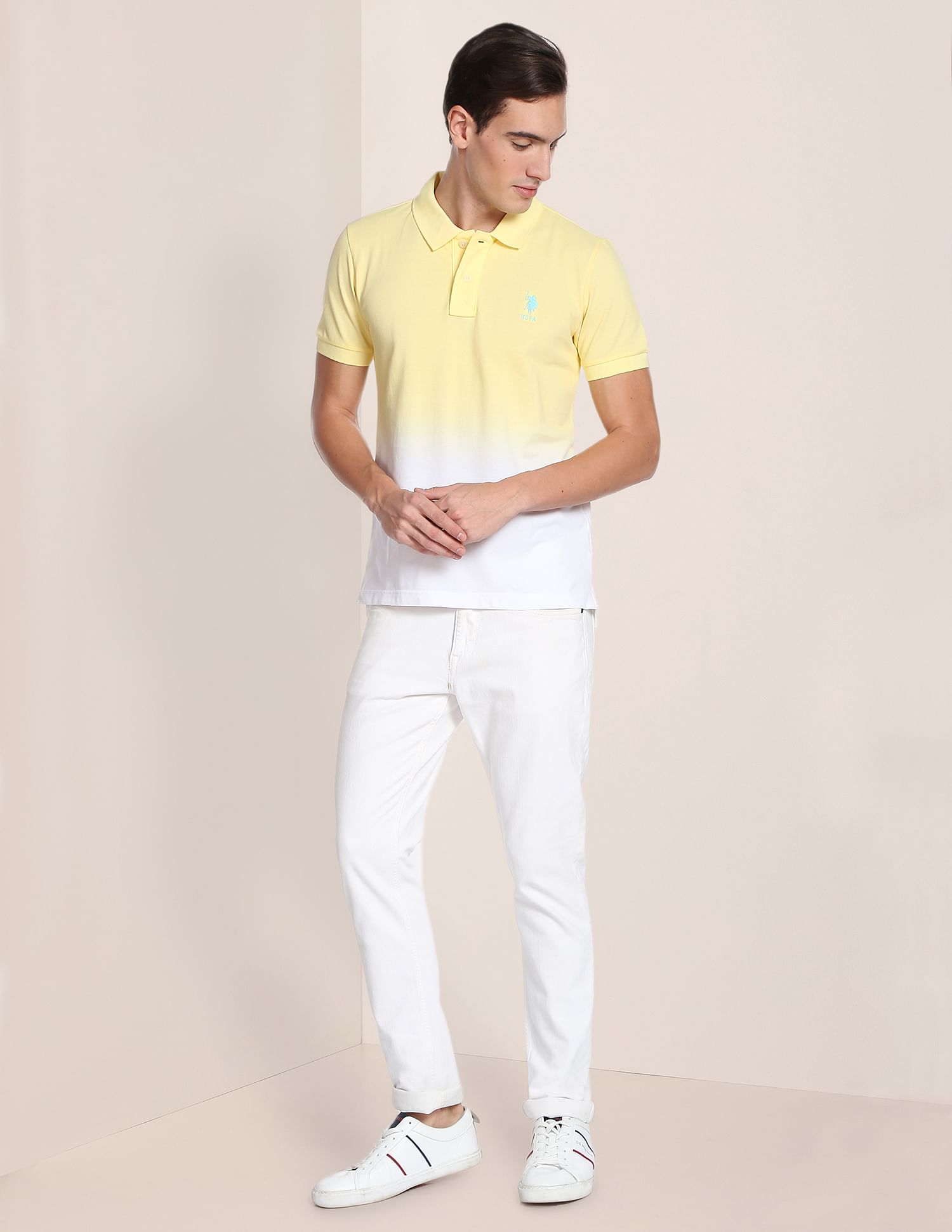 Ombre Cotton Polo Shirt Yellow - U.S. Polo Assn. India | Large
