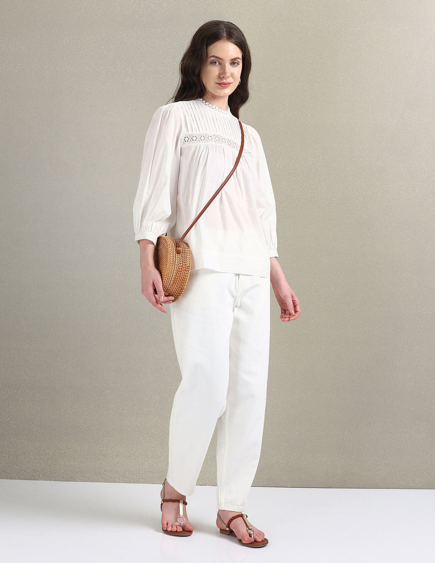 Lace Detail Cotton Top White - U.S. POLO ASSN. | Large