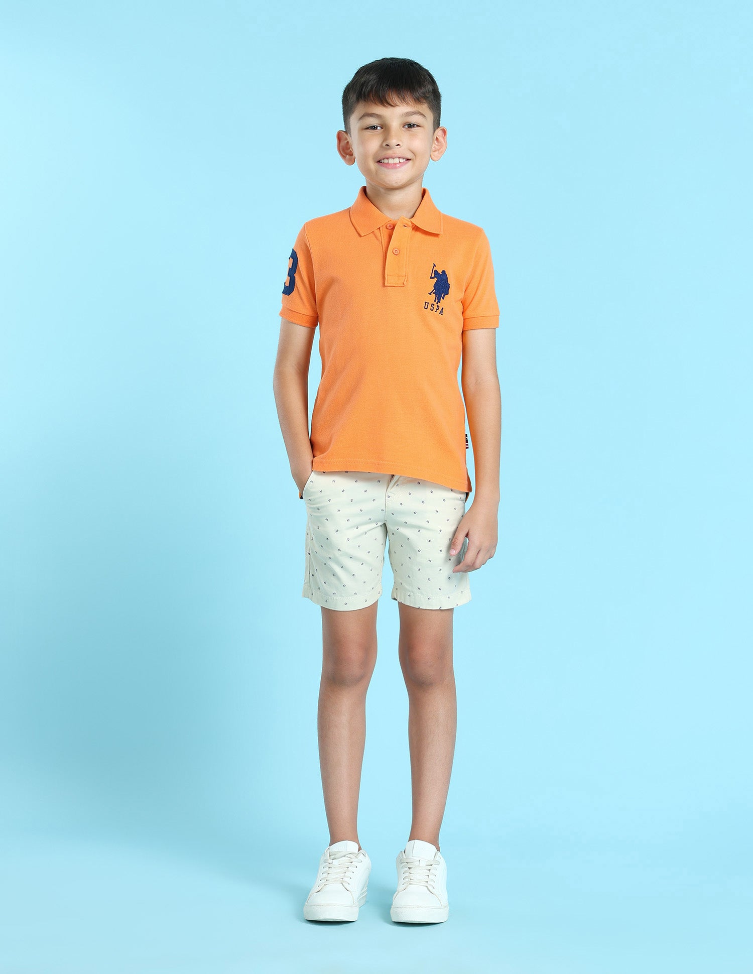 Numeric Applique Pique Polo Shirt Orange - U.S. POLO ASSN. | Large