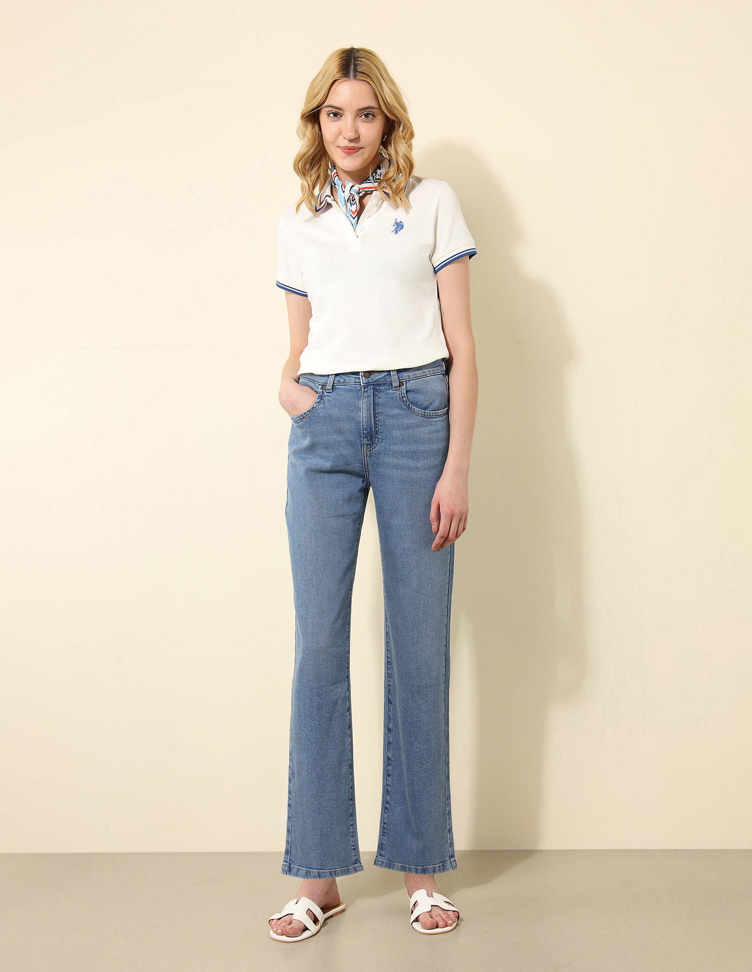 High Rise Straight Fit Jeans Blue - U.S. POLO ASSN. | Large