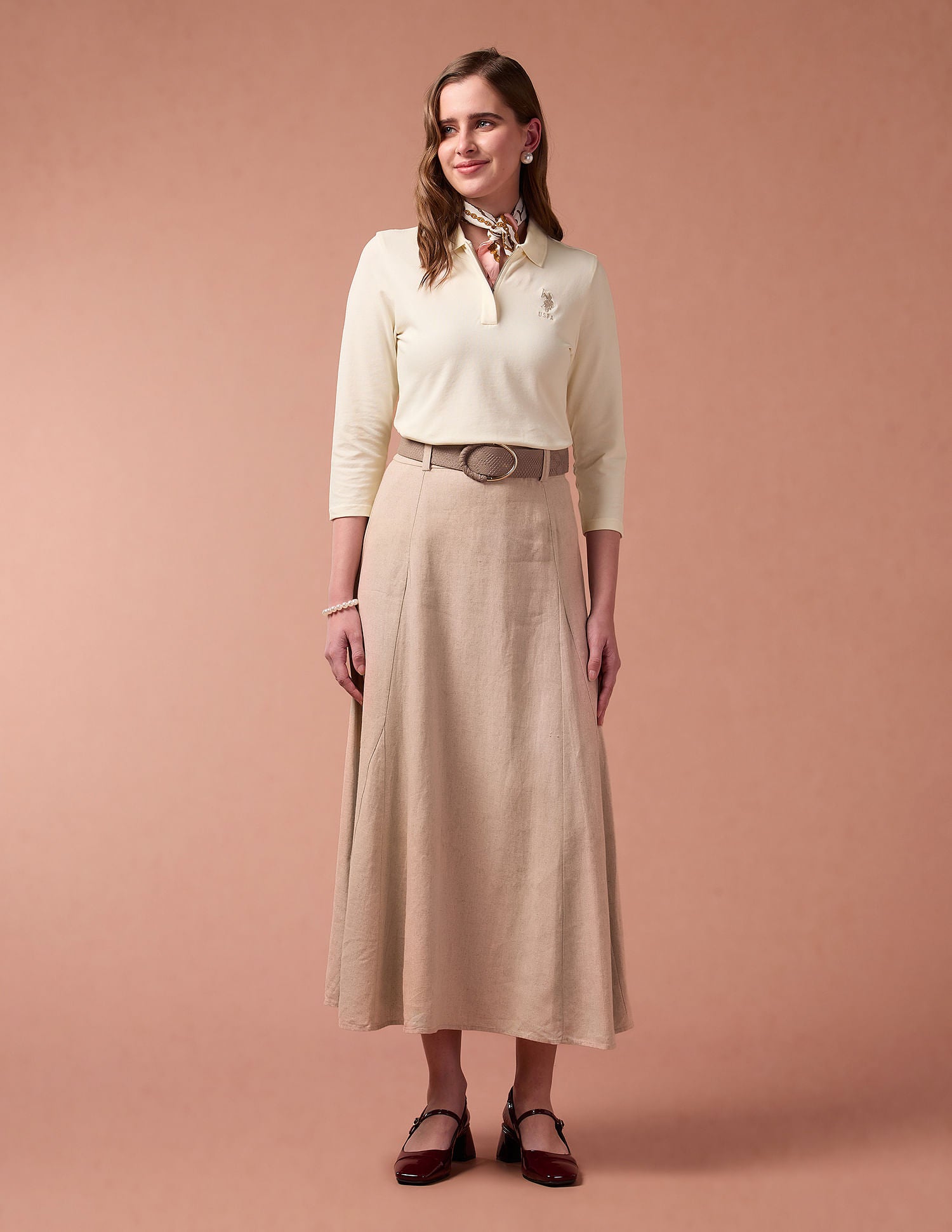 Embroidered Logo Solis Polo Shirt Off White - U.S. POLO ASSN. | Large