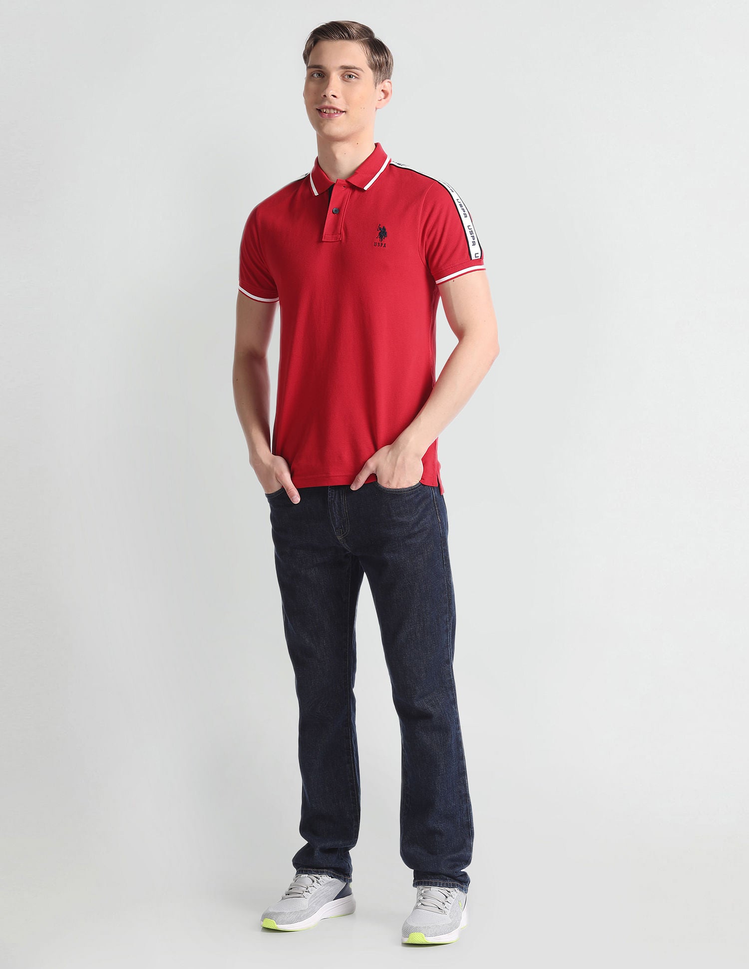 Brand Tape Cotton Polo Shirt Red - U.S. Polo Assn. India | Large