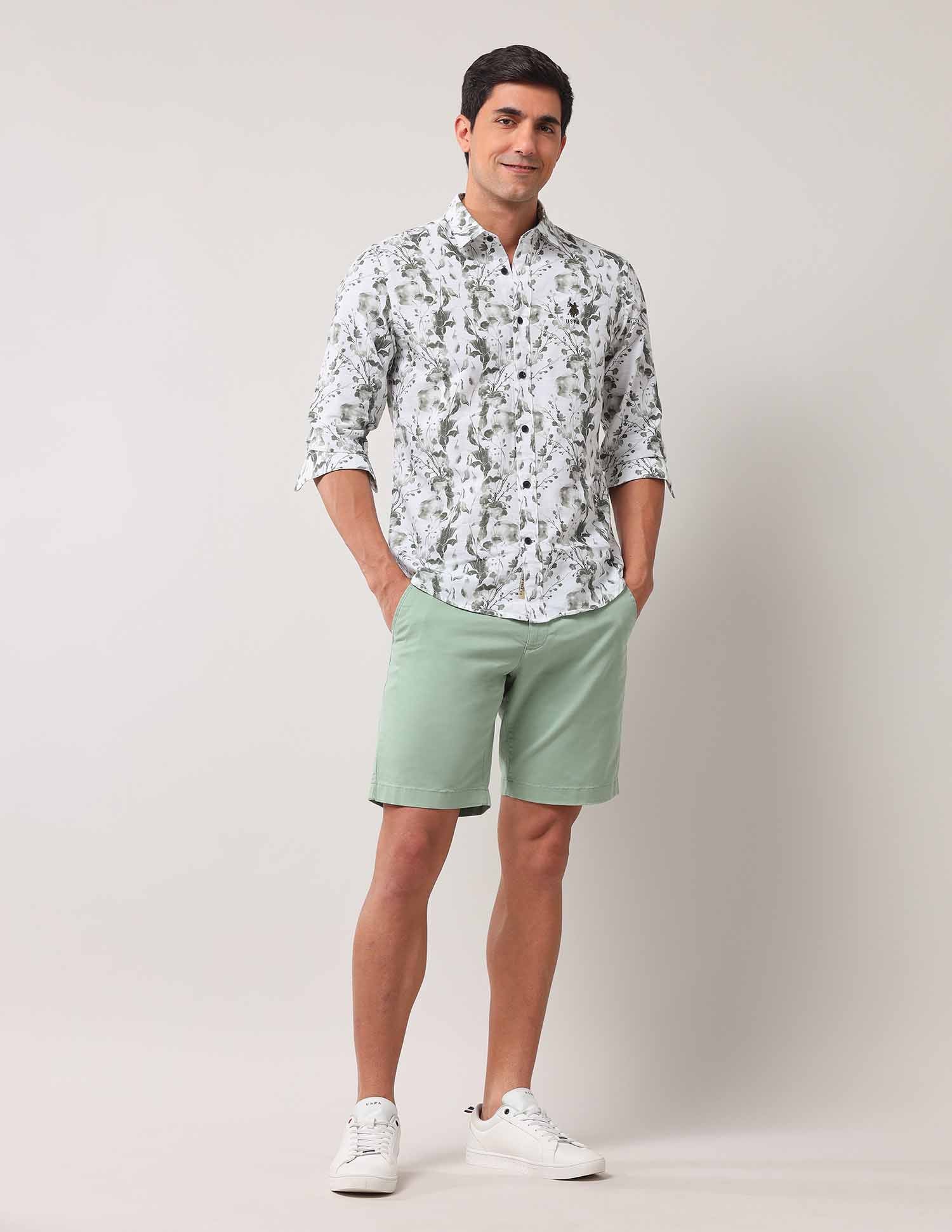 Regular Fit Floral Printed Shirt Olive - U.S. POLO ASSN. | Large