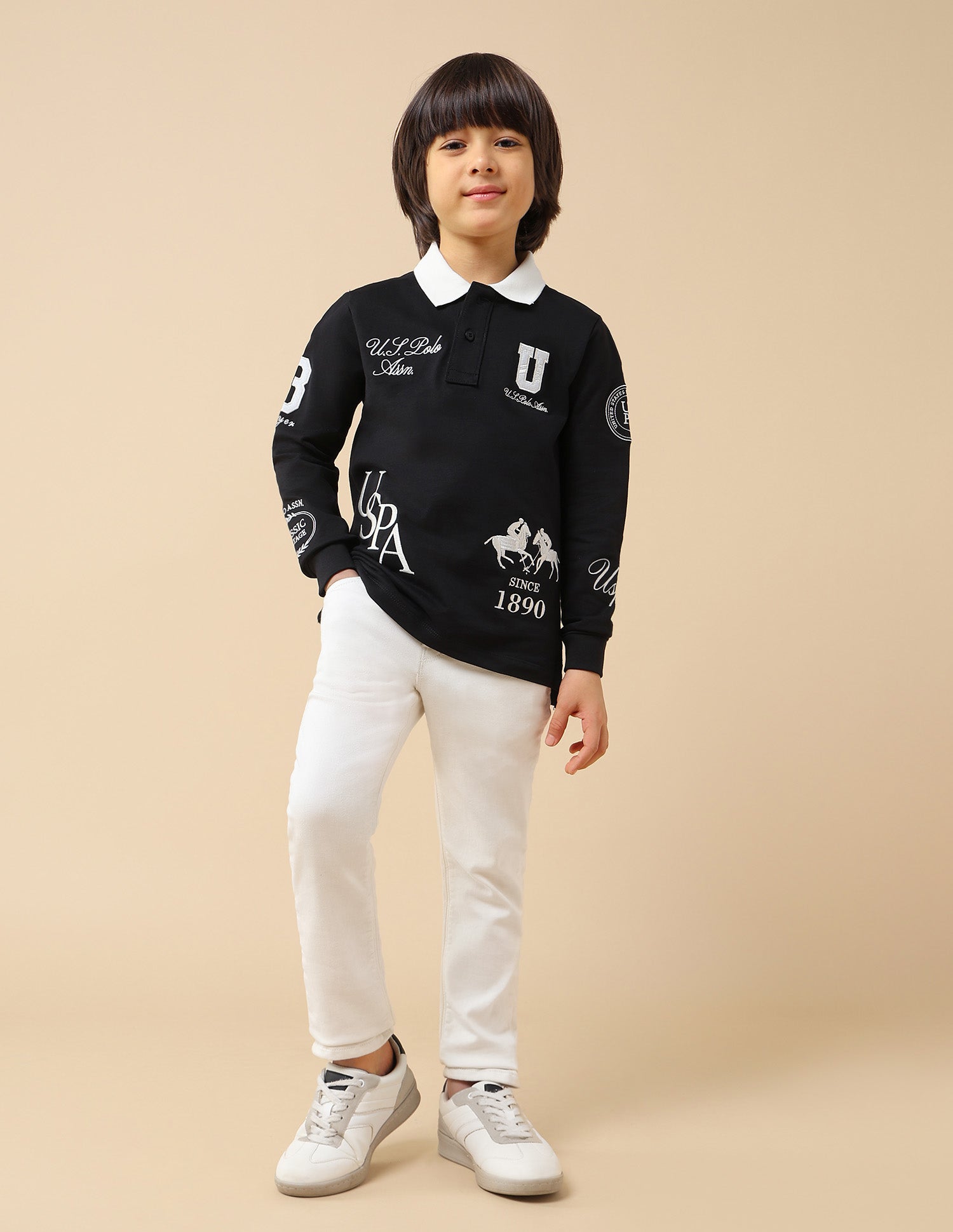 Boys Graphic Brand Embroidered Regular Fit Polo Shirt Black - U.S. POLO ASSN. | Large