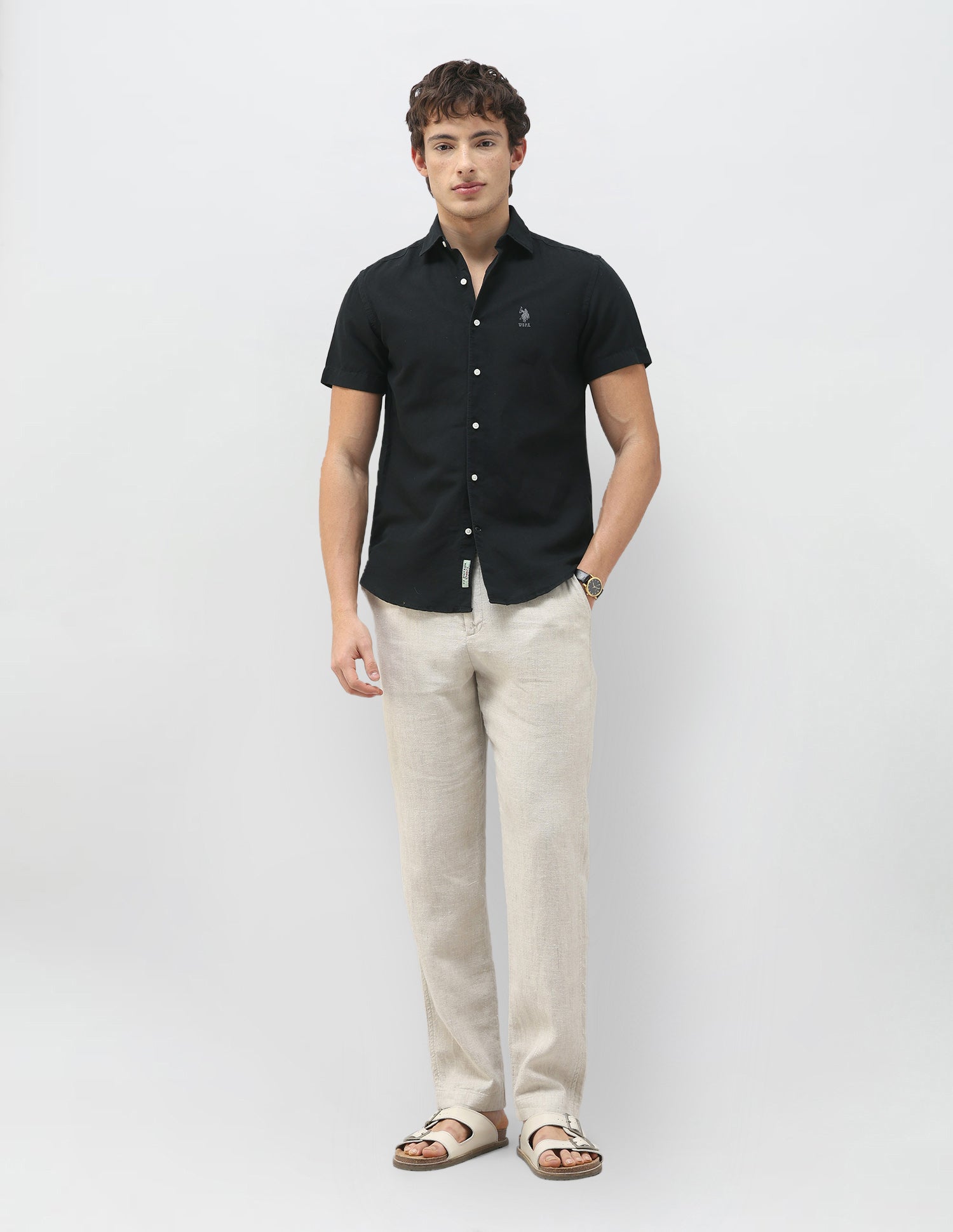 Motel On The Coast Regular Fit Shirt Black - U.S. Polo Assn. India | Large