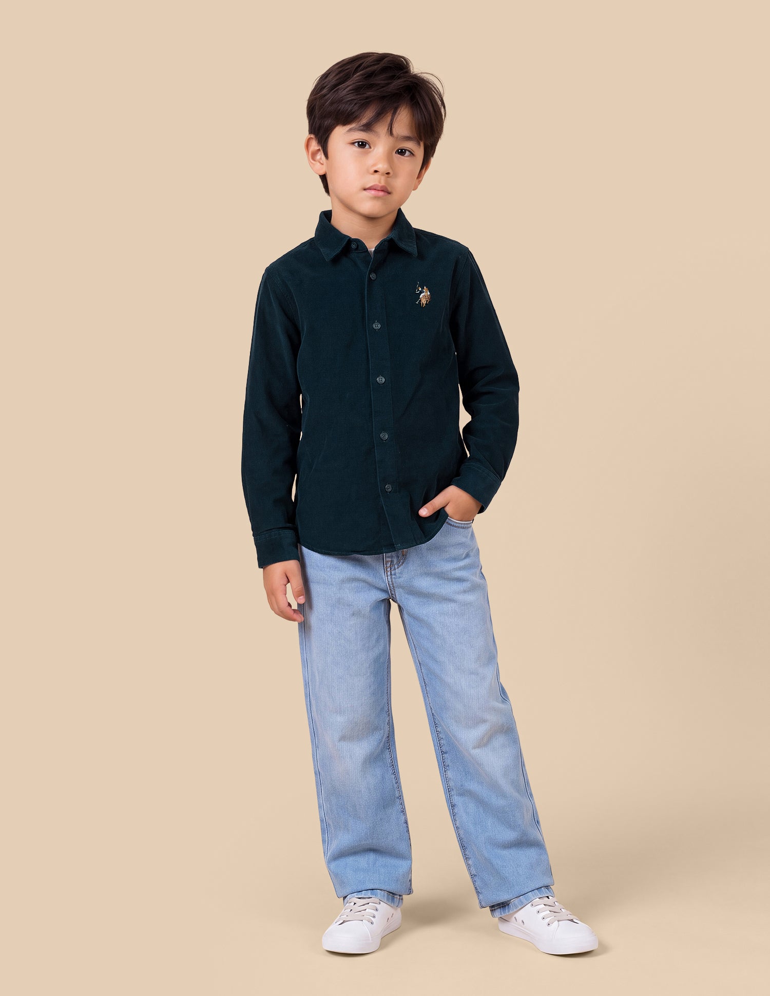 Corduroy Regular Fit Shirt Green - U.S. Polo Assn. India | Large