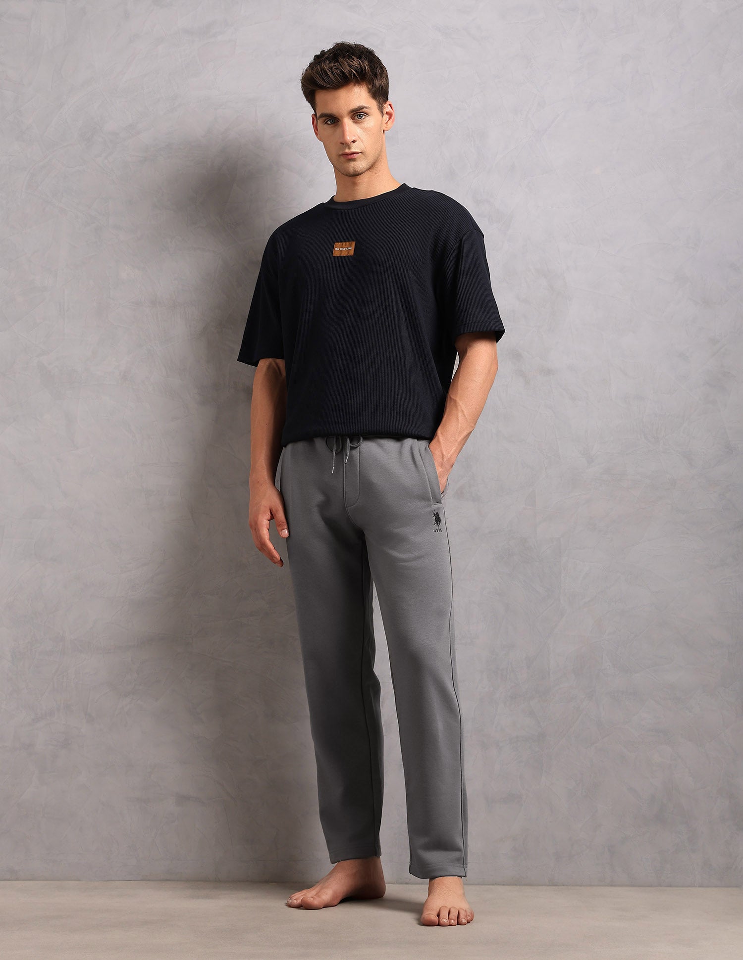 Mid Rise Fleece OR007 Lounge Pants - Pack Of 1 Grey - U.S. POLO ASSN. | Large