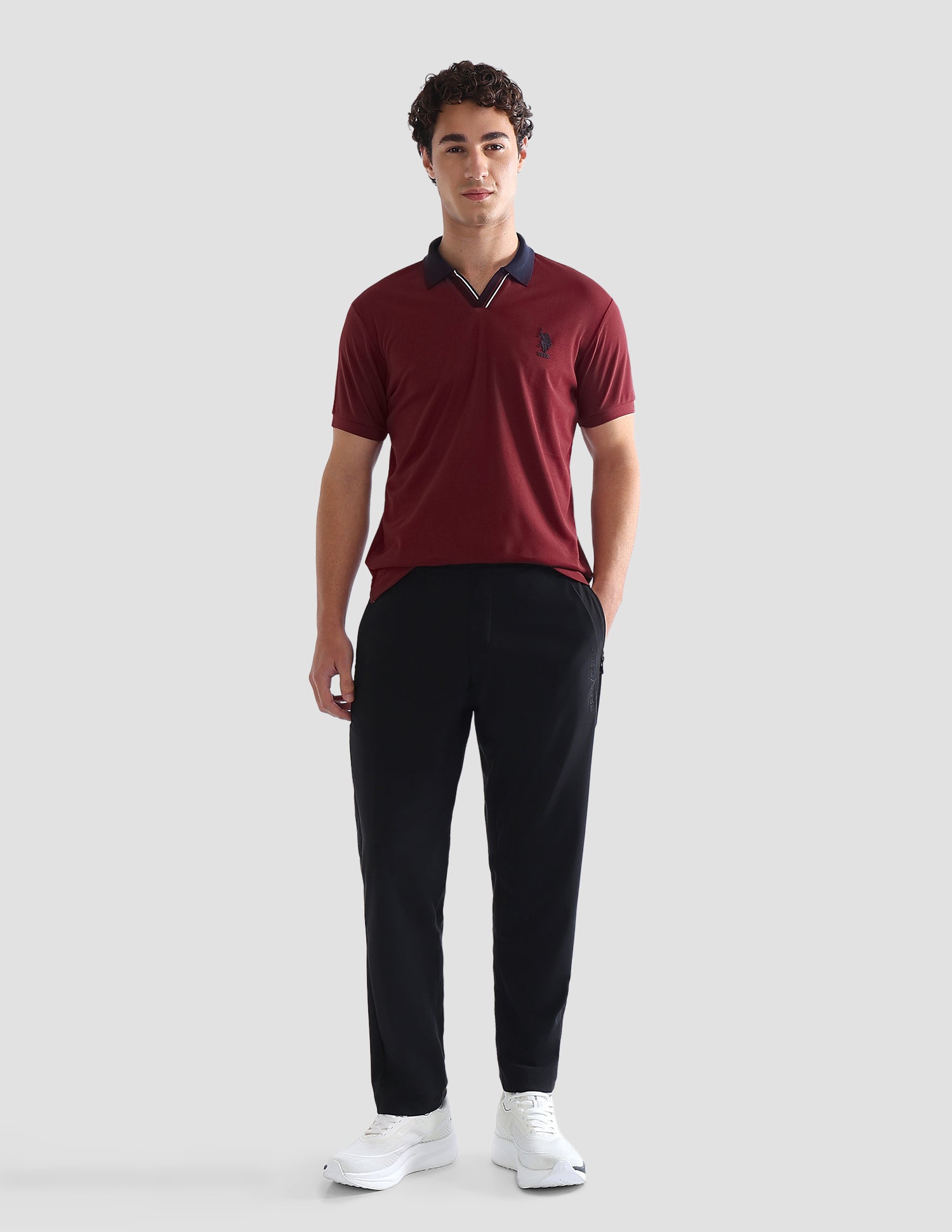 Solid Slim Fit Active Polo Shirt Maroon - U.S. Polo Assn. India | Large