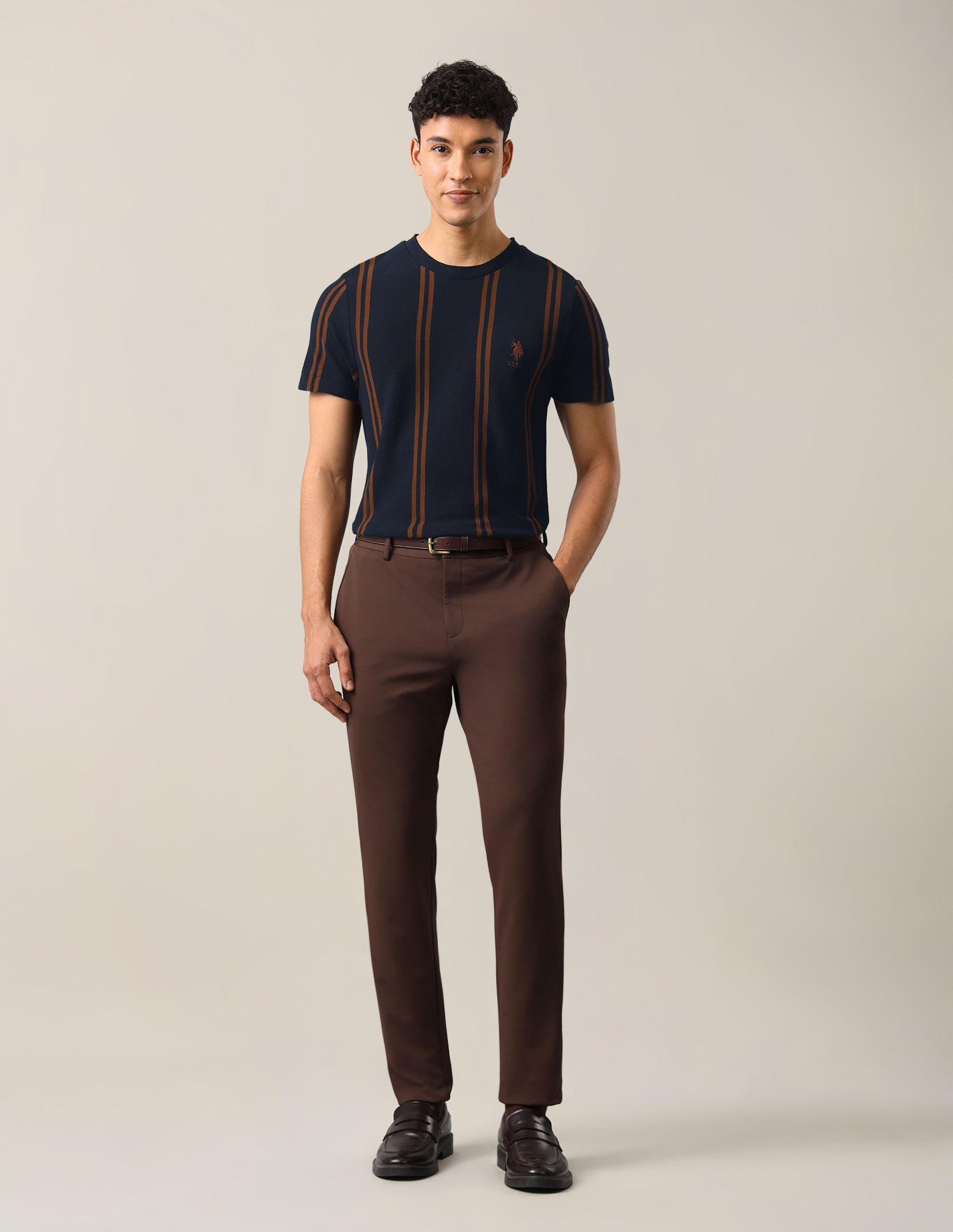 Vertical Striped Slim Fit T-Shirt Navy - U.S. Polo Assn. India | Large