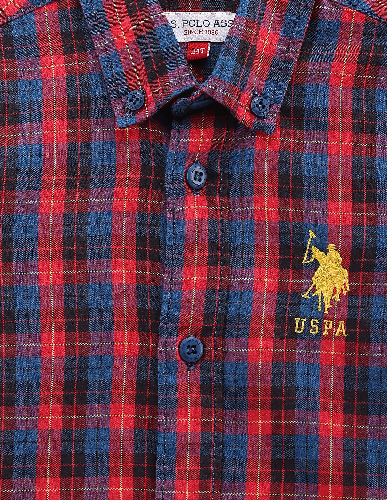 Tartan Check Twill Shirt Red and Navy - U.S. POLO ASSN. | Large