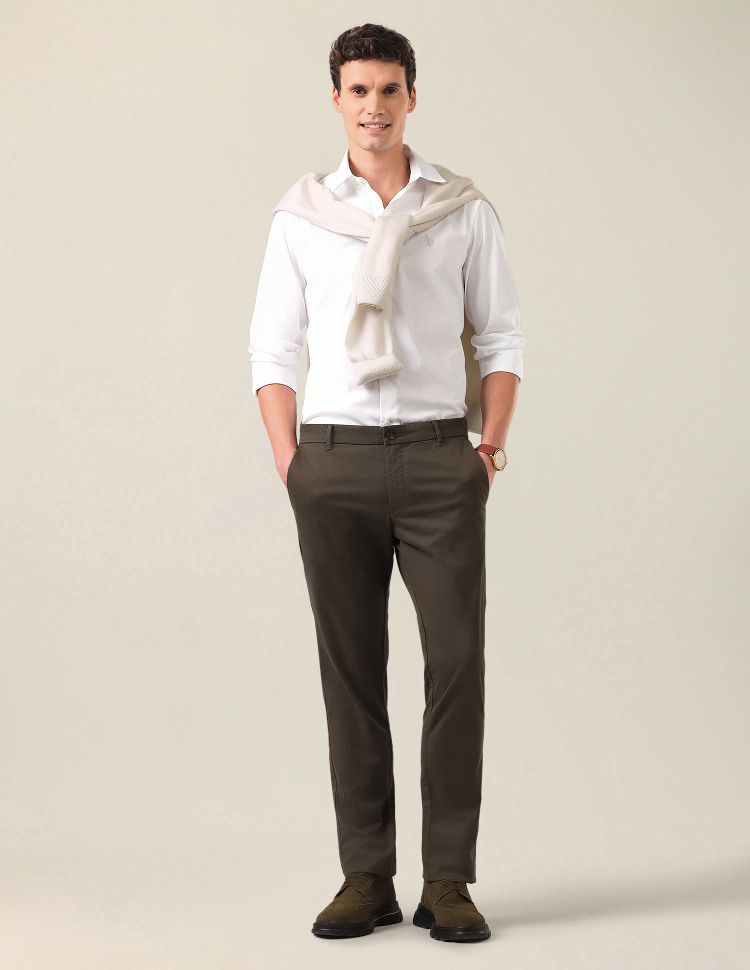 Solid Tailored Fit Shirt White - U.S. Polo Assn. India | Large
