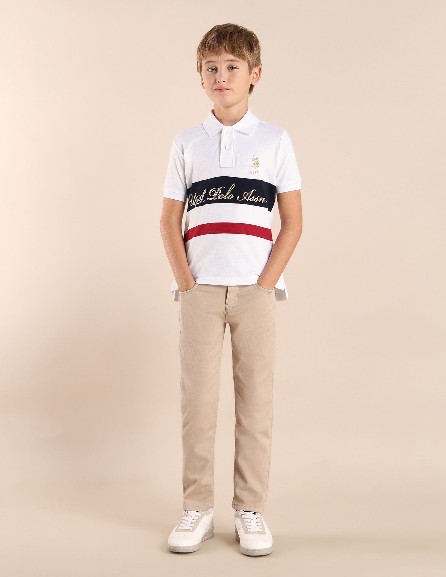 Boys Colourblock Regular Fit Polo Shirt White - U.S. POLO ASSN. | Large