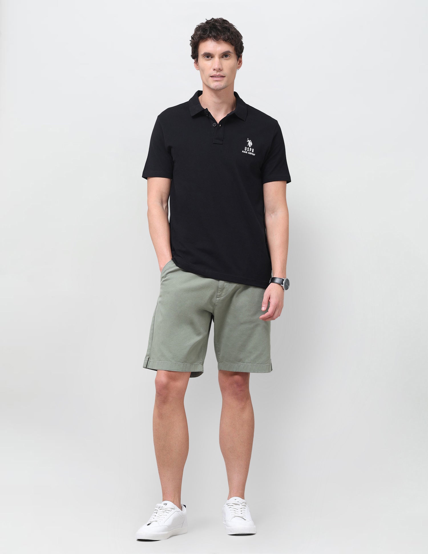 Solid Slim Fit Polo Shirt Black - U.S. Polo Assn. India | Large