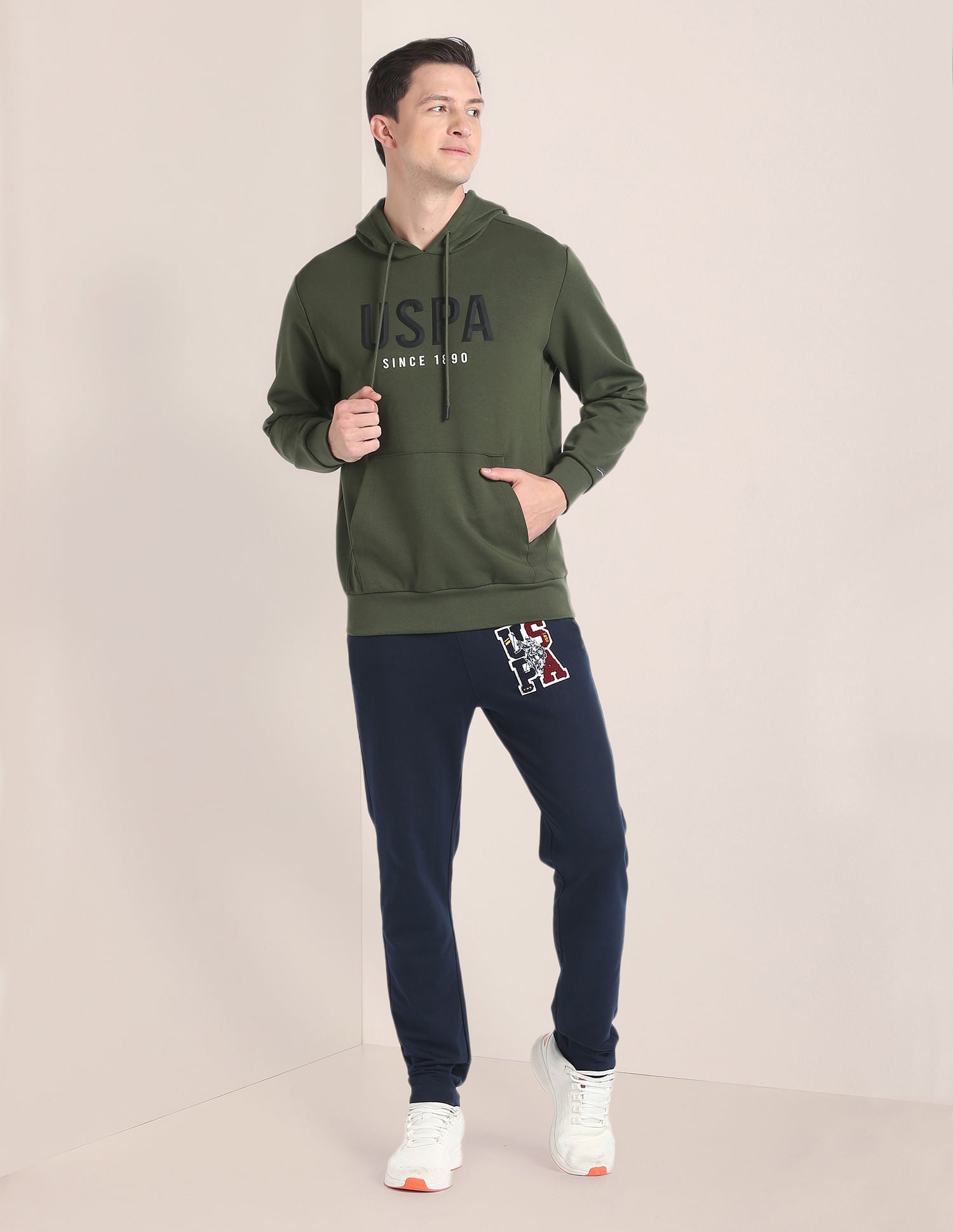 Appliqued Logo Hooded Sweatshirt Olive - U.S. POLO ASSN. | Large