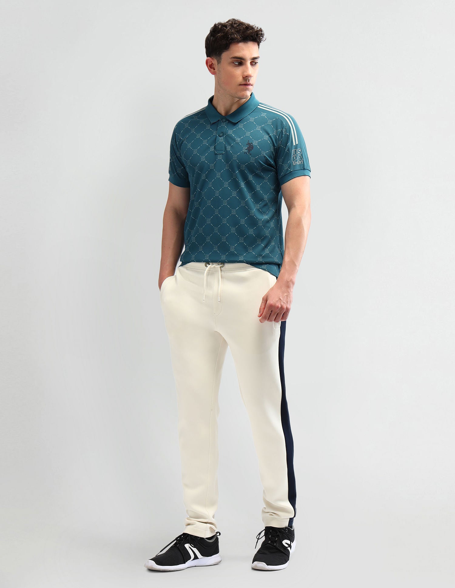 Slim Fit Printed Polo Shirt Teal - U.S. Polo Assn. India | Large