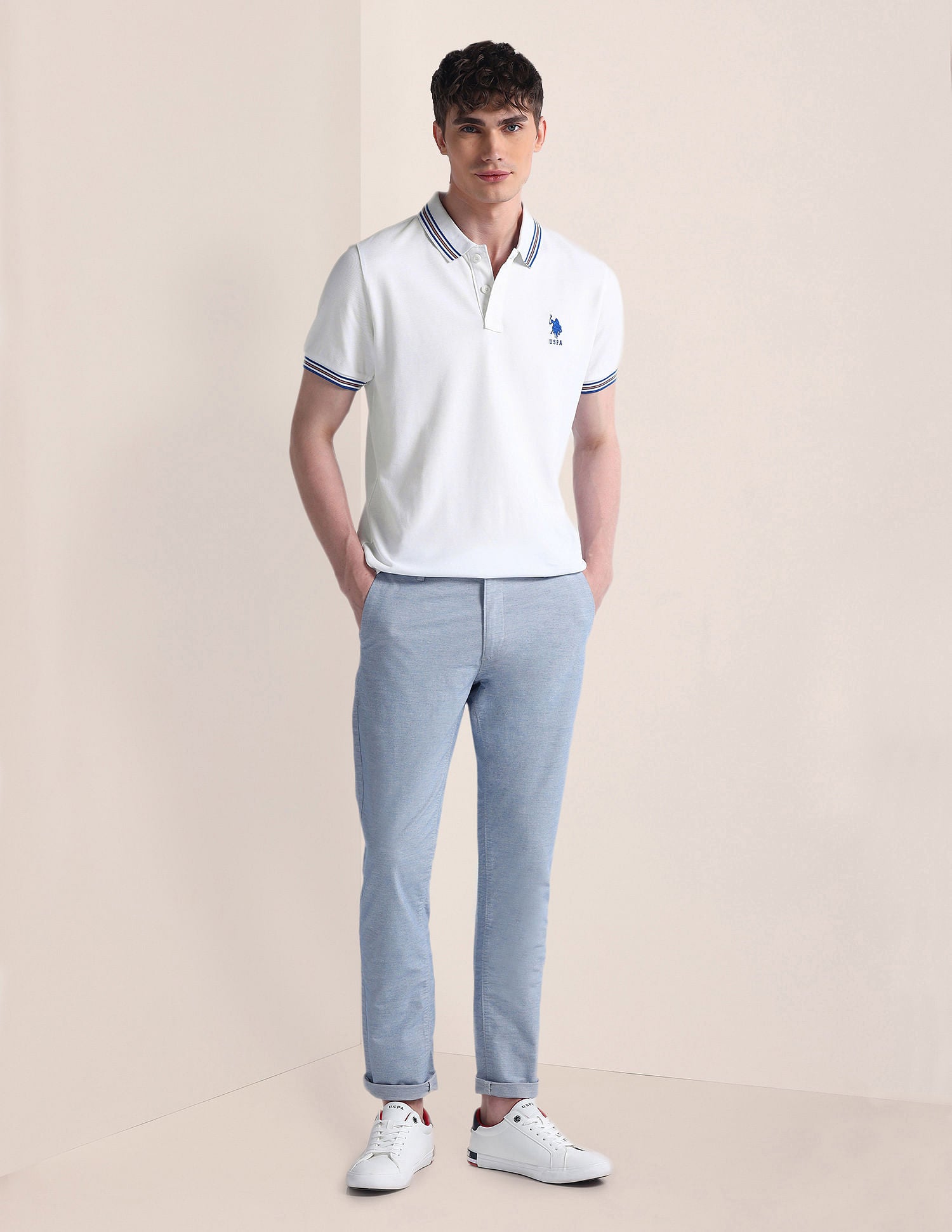 Slim Fit Logo Polo Shirt White - U.S. POLO ASSN. | Large