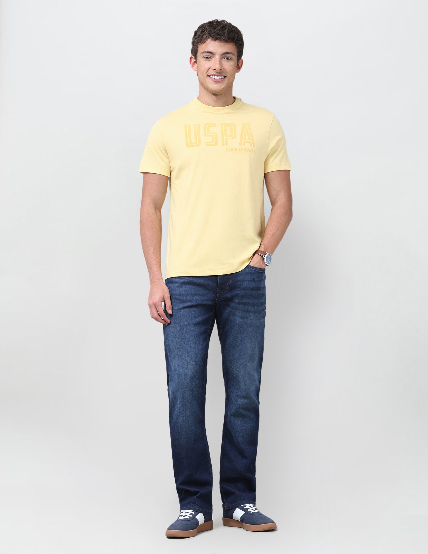 Brand Printed Regular Fit T-Shirt Yellow - U.S. Polo Assn. India | Large