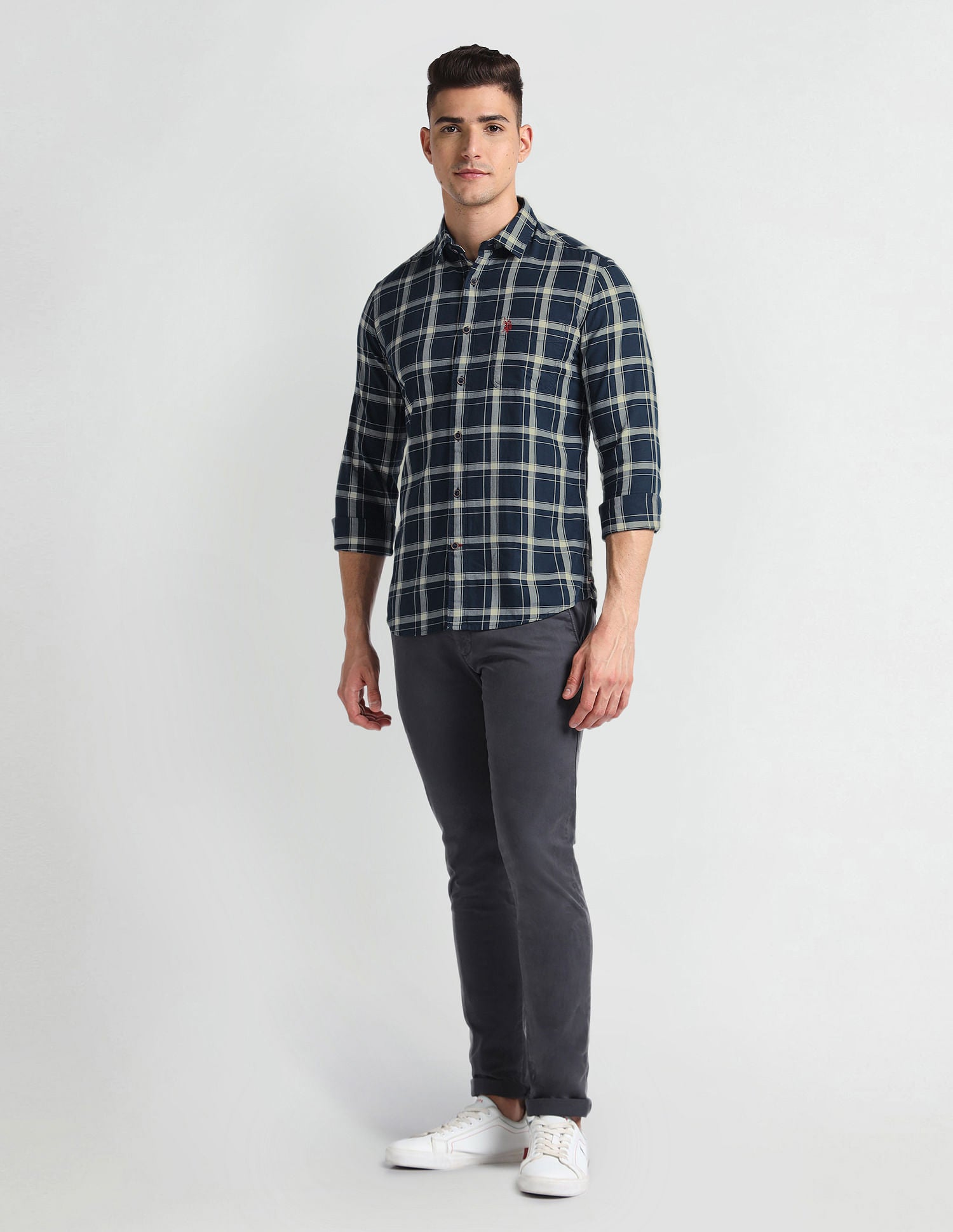 Tartan Check Slim Shirt Navy - U.S. Polo Assn. India | Large