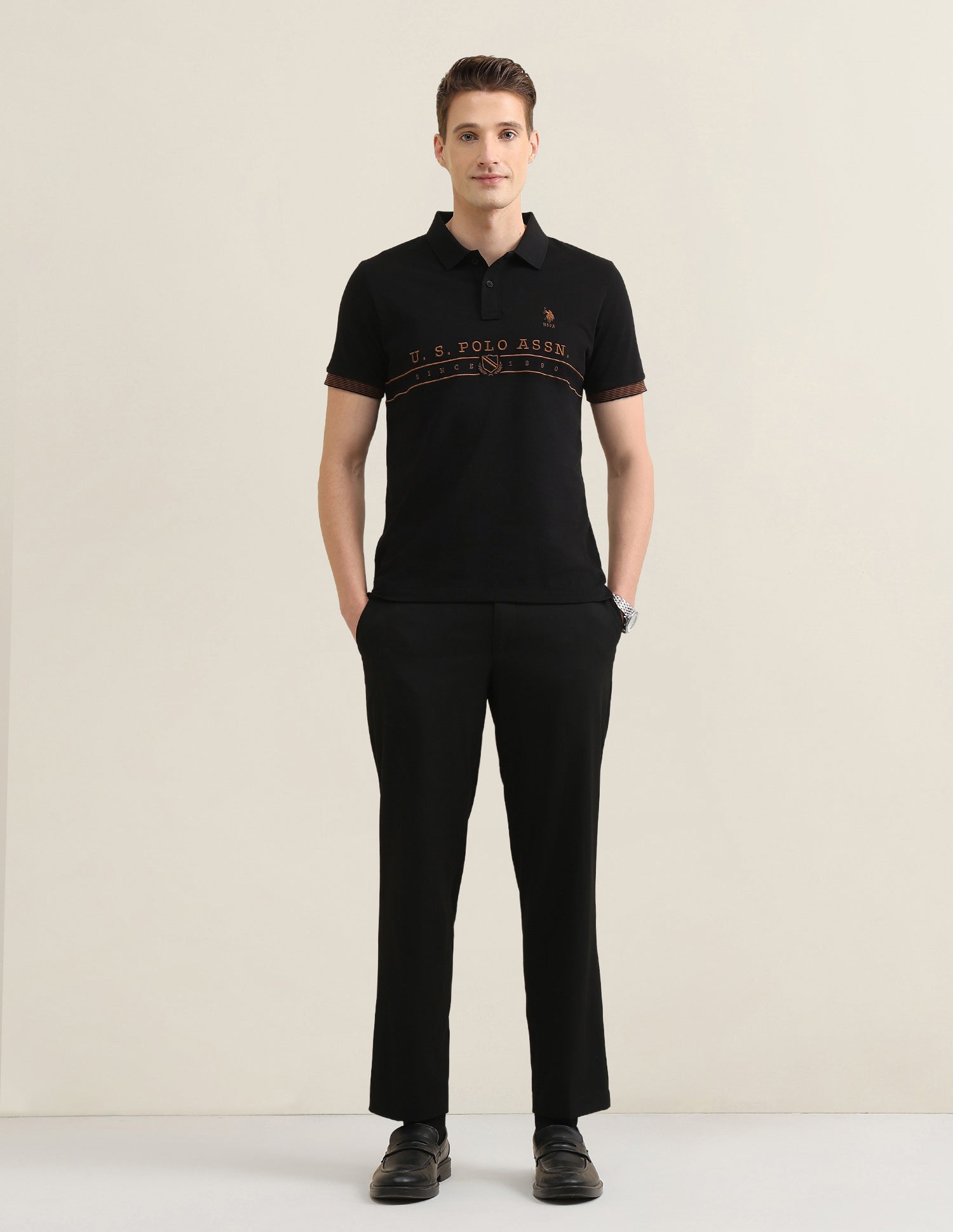 Brand Embroidered Sotogrande Polo Shirt Black - U.S. Polo Assn. India | Large