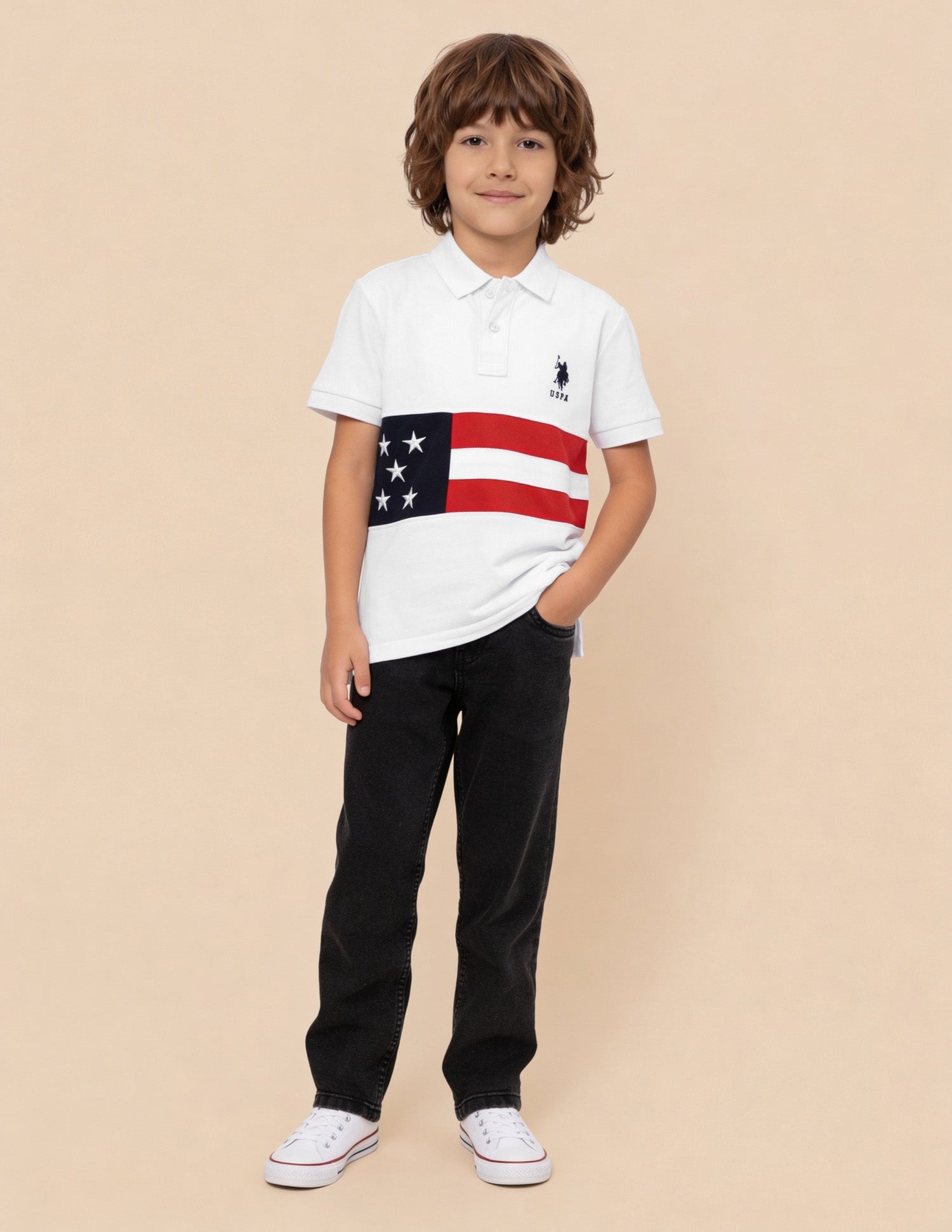Graphic Printed Regular Fit Polo Shirt White - U.S. Polo Assn. India | Large