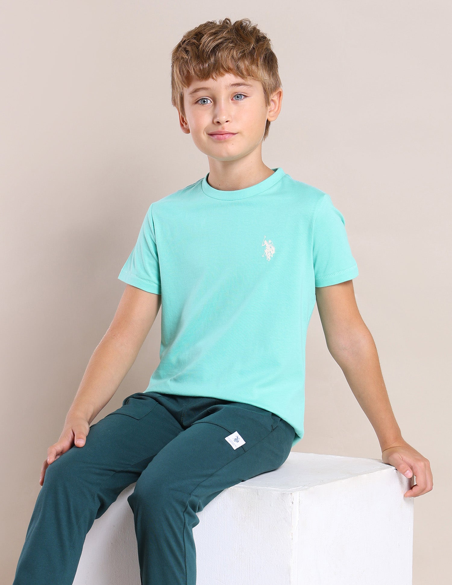 Boys Comfort Fit Pure Cotton T-Shirt - Pack Of 2 Yellow and Green - U.S. POLO ASSN. | Large