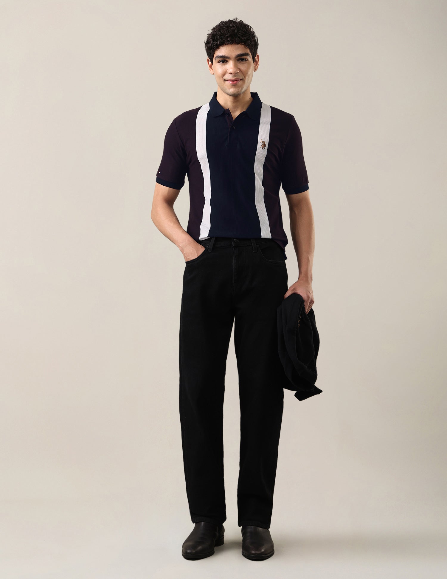 Vertical Striped Slim Fit Polo Shirt Navy - U.S. Polo Assn. India | Large