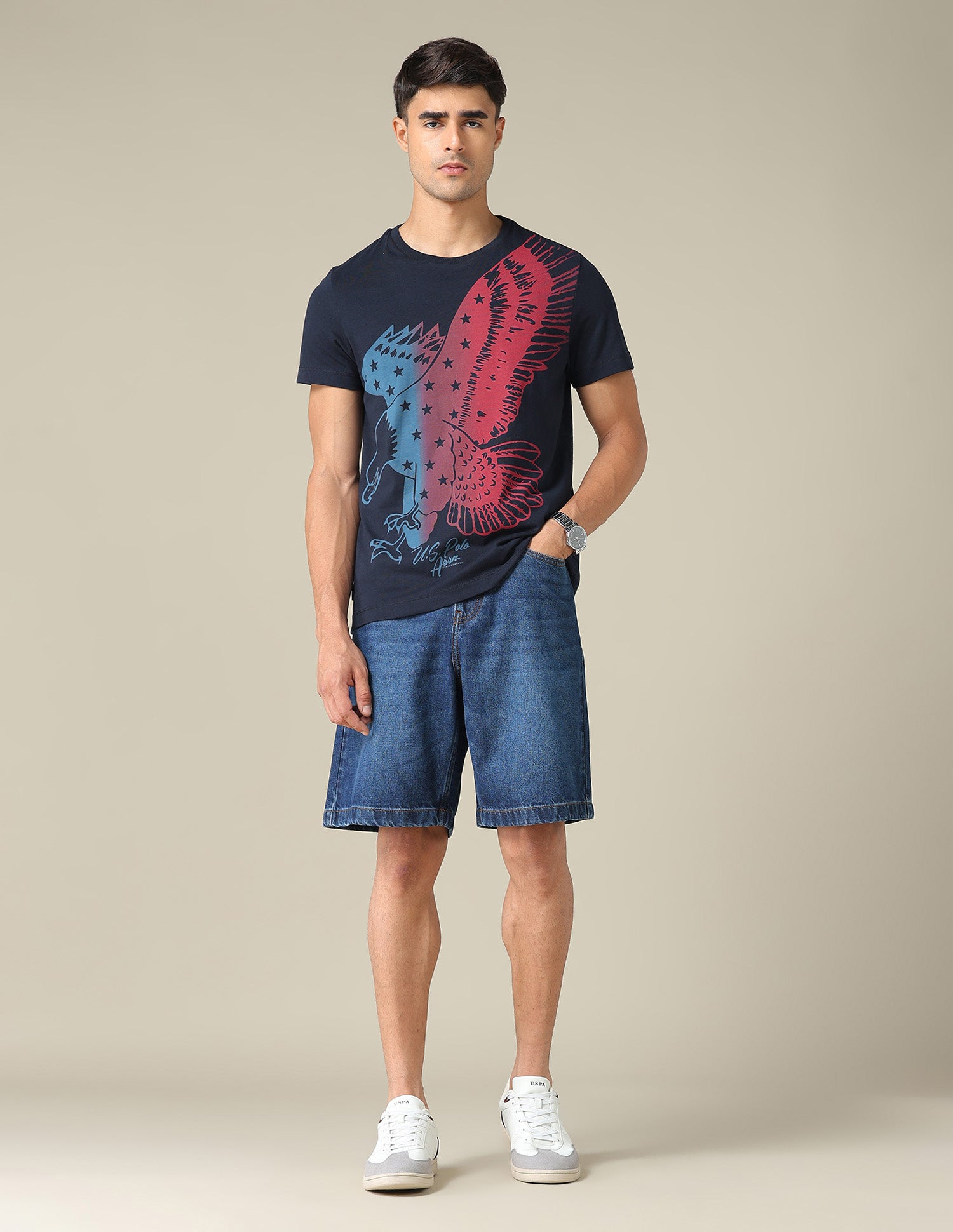 Graphic Printed Muscle Fit T-Shirt Navy - U.S. POLO ASSN. | Large