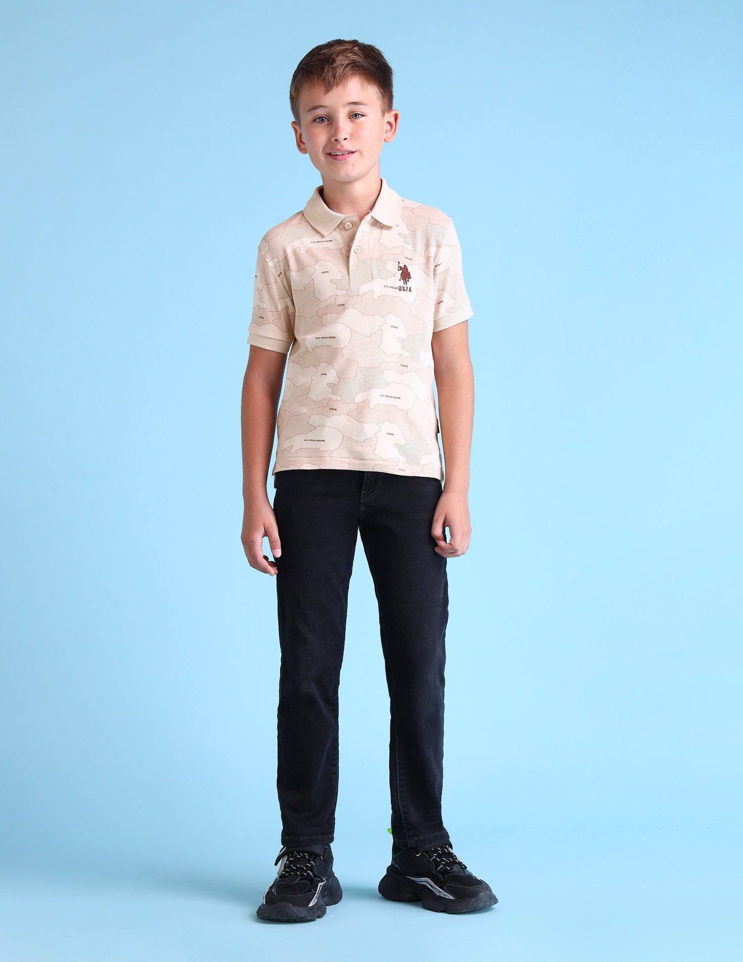 Boys Abstract Printed T-Shirt Beige - U.S. Polo Assn. India | Large