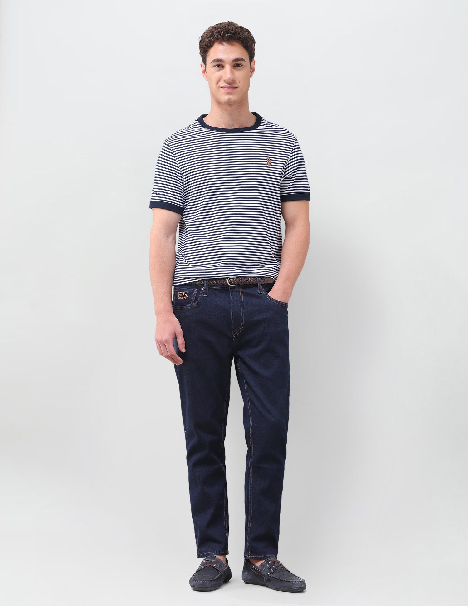 Cole Comfort Cropped Fit Blue Jeans Dark Indigo - U.S. Polo Assn. India | Large