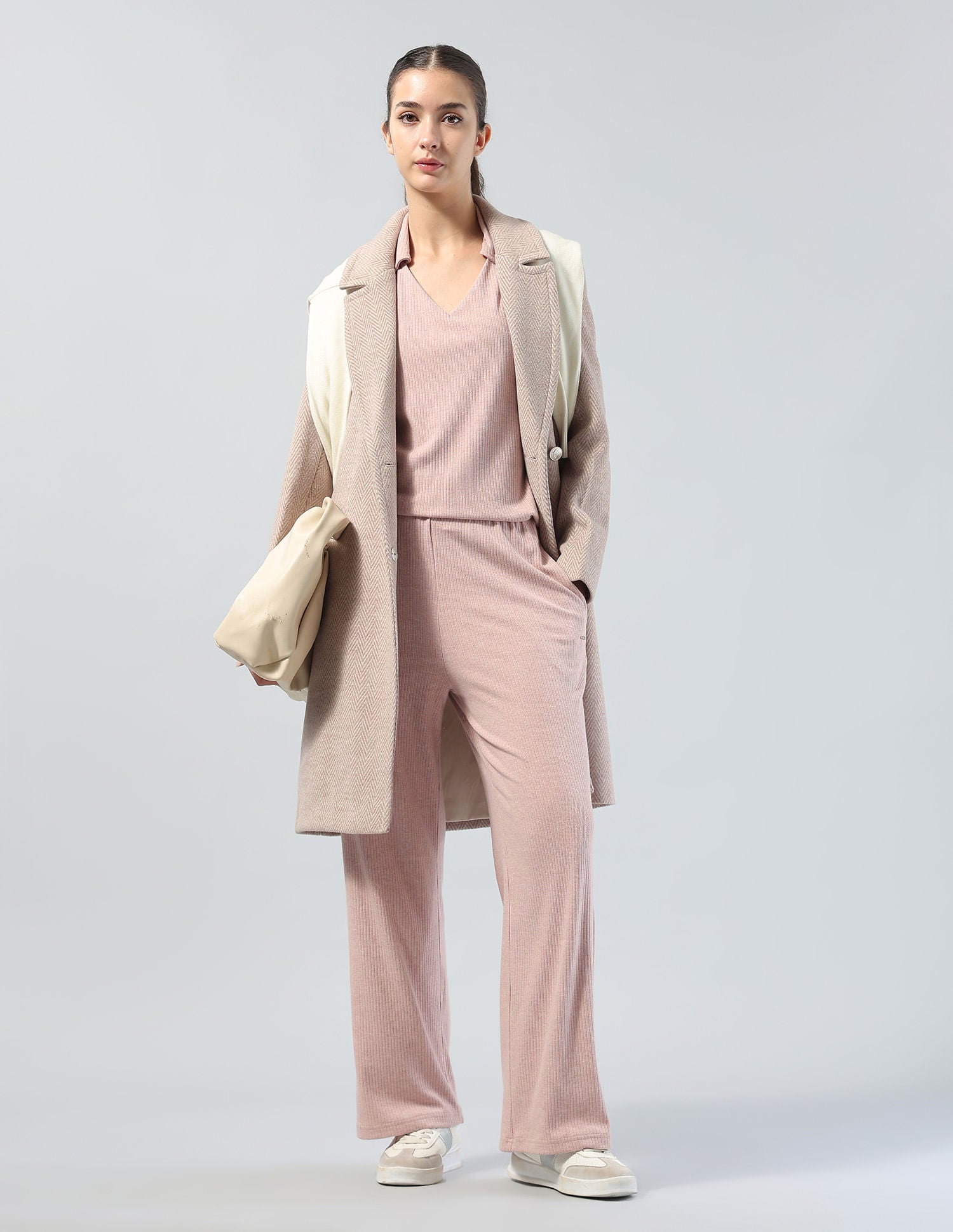 Ribbed Wide Leg Fit Lounge Trousers Pink - U.S. POLO ASSN. | Large