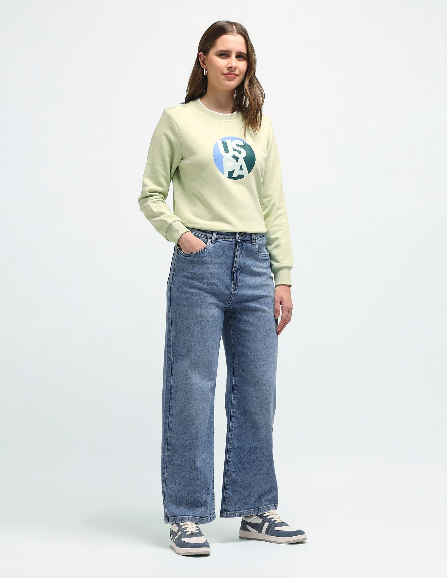 Wideleg High Rise Jeans Blue - U.S. Polo Assn. India | Large
