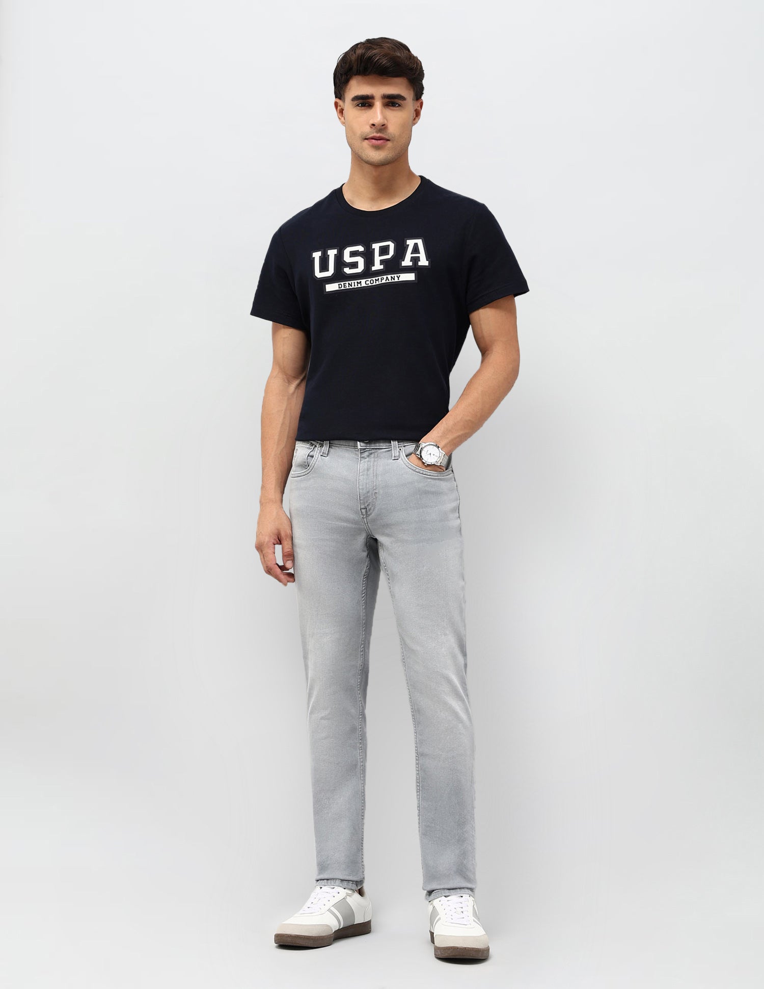 Brandon Slim Tapered Fit Grey Jeans Light Grey Wash - U.S. POLO ASSN. | Large