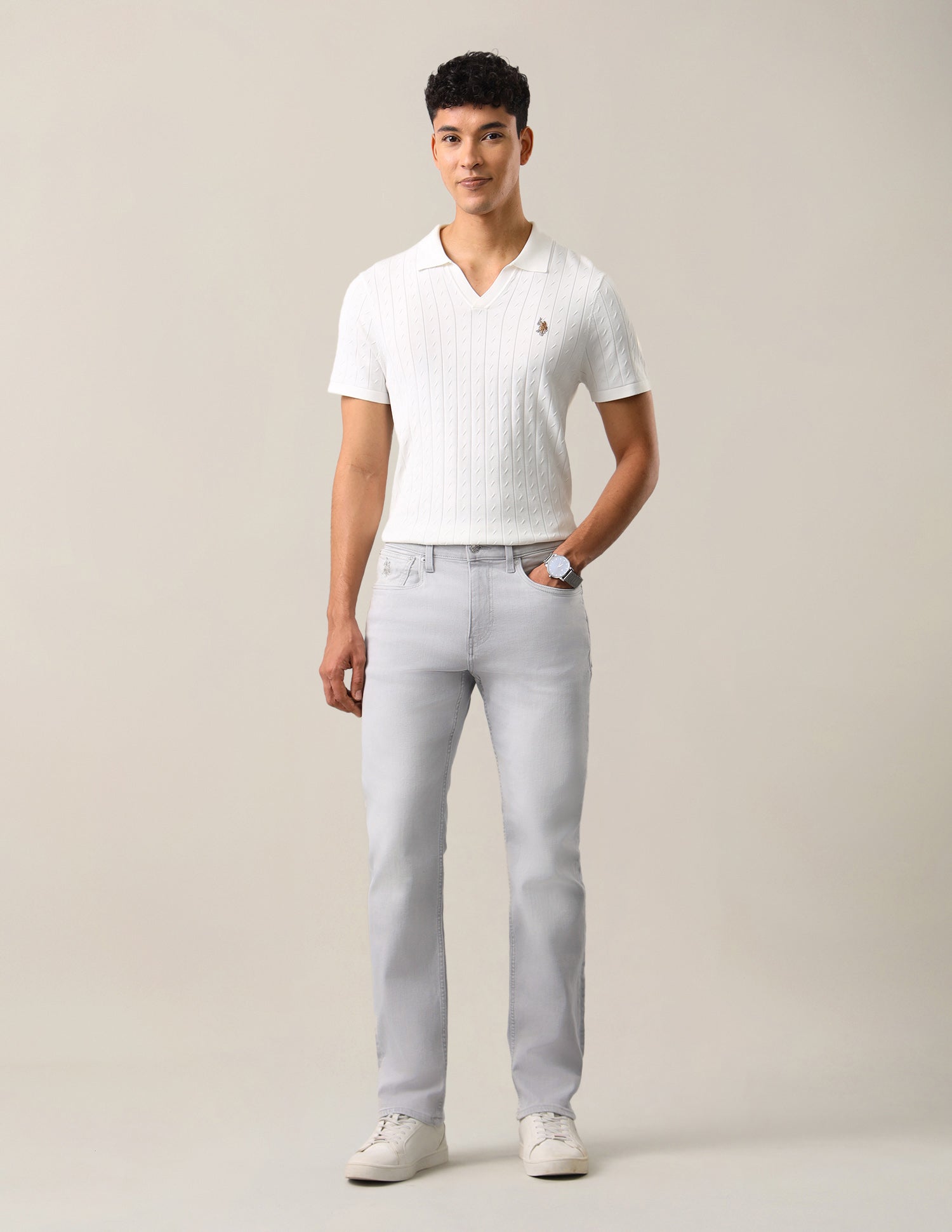 Harold Slim Straight Fit Grey Jeans Grey - U.S. Polo Assn. India | Large
