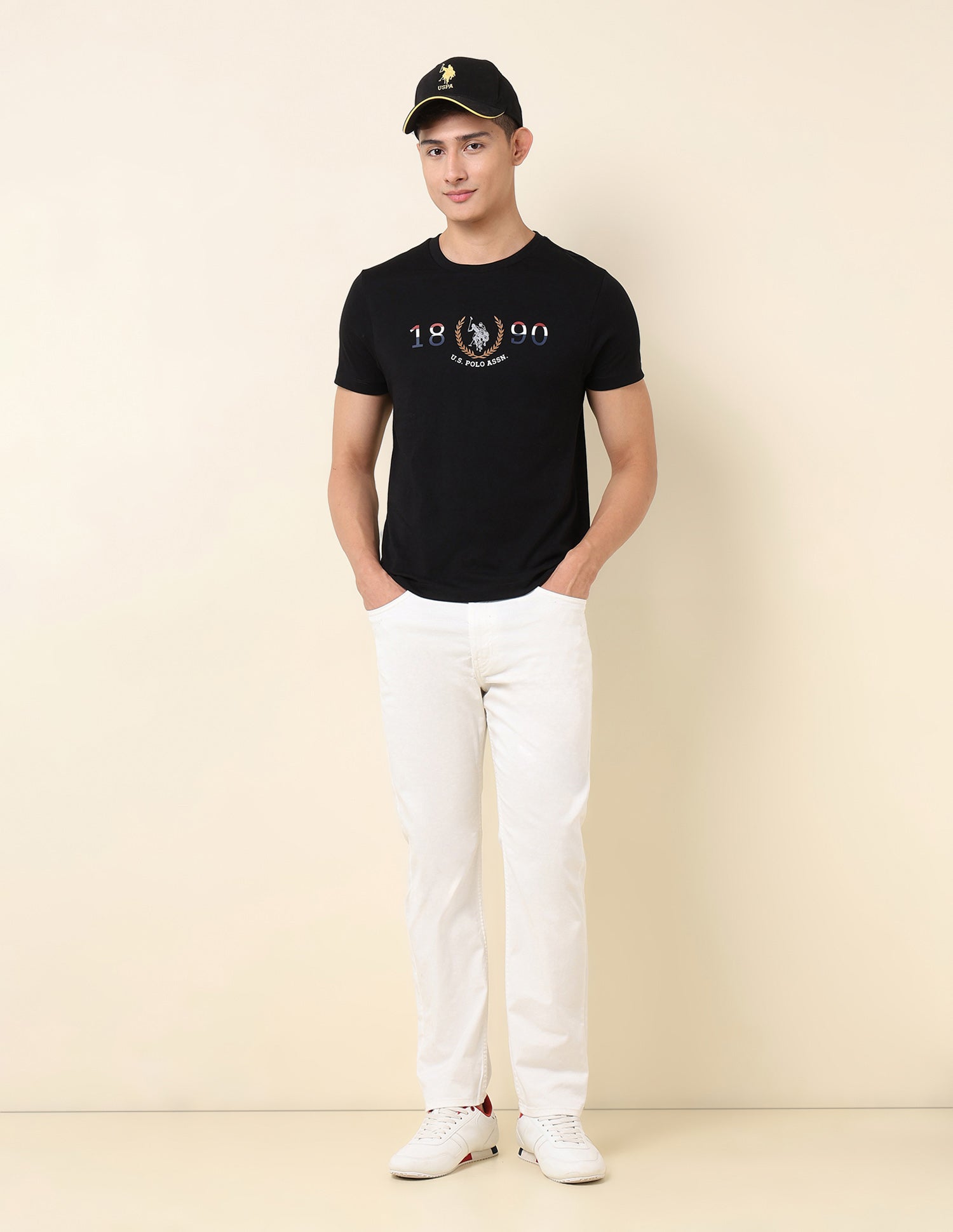 Brand Printed Pure Cotton T-Shirt Black - U.S. POLO ASSN. | Large